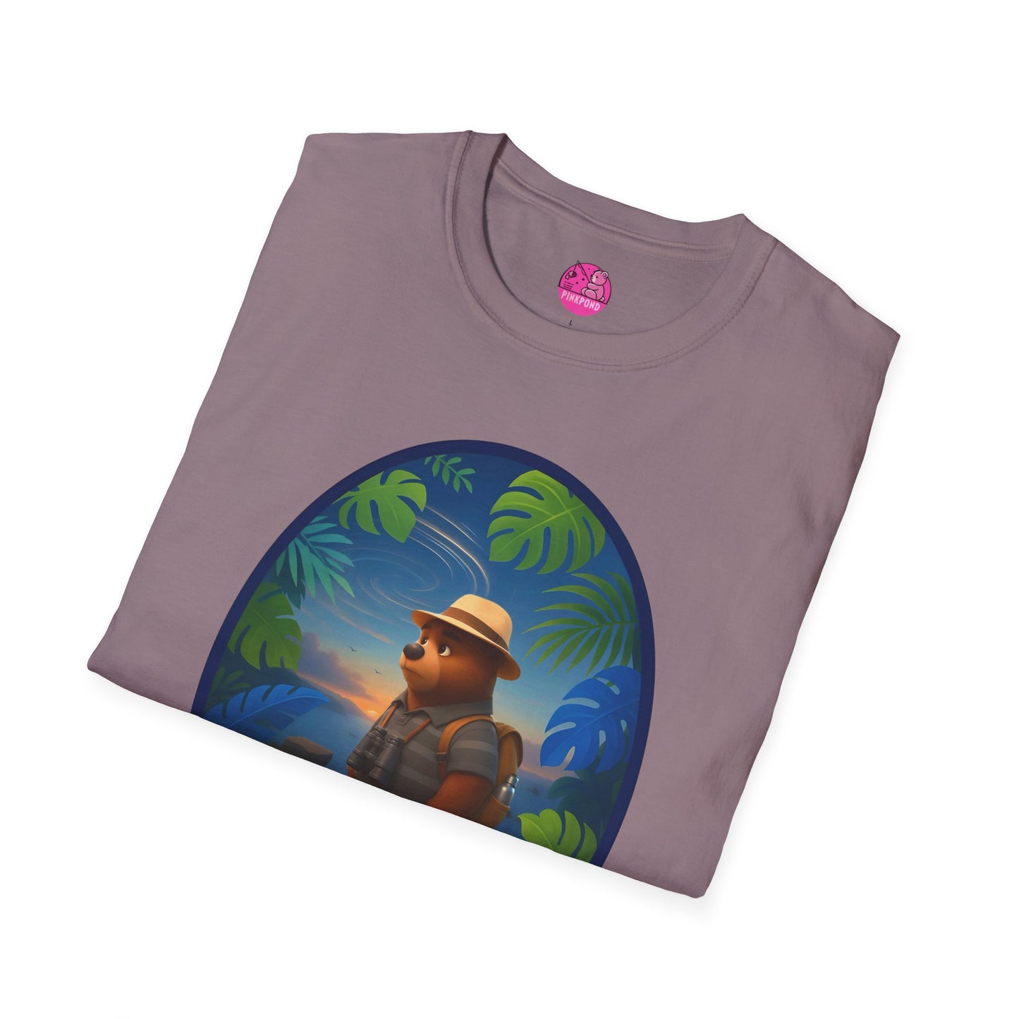 Adventure Bear T-Shirt - Explorer PinkPond Series Tee for Nature Lovers and Travel Dreamers
