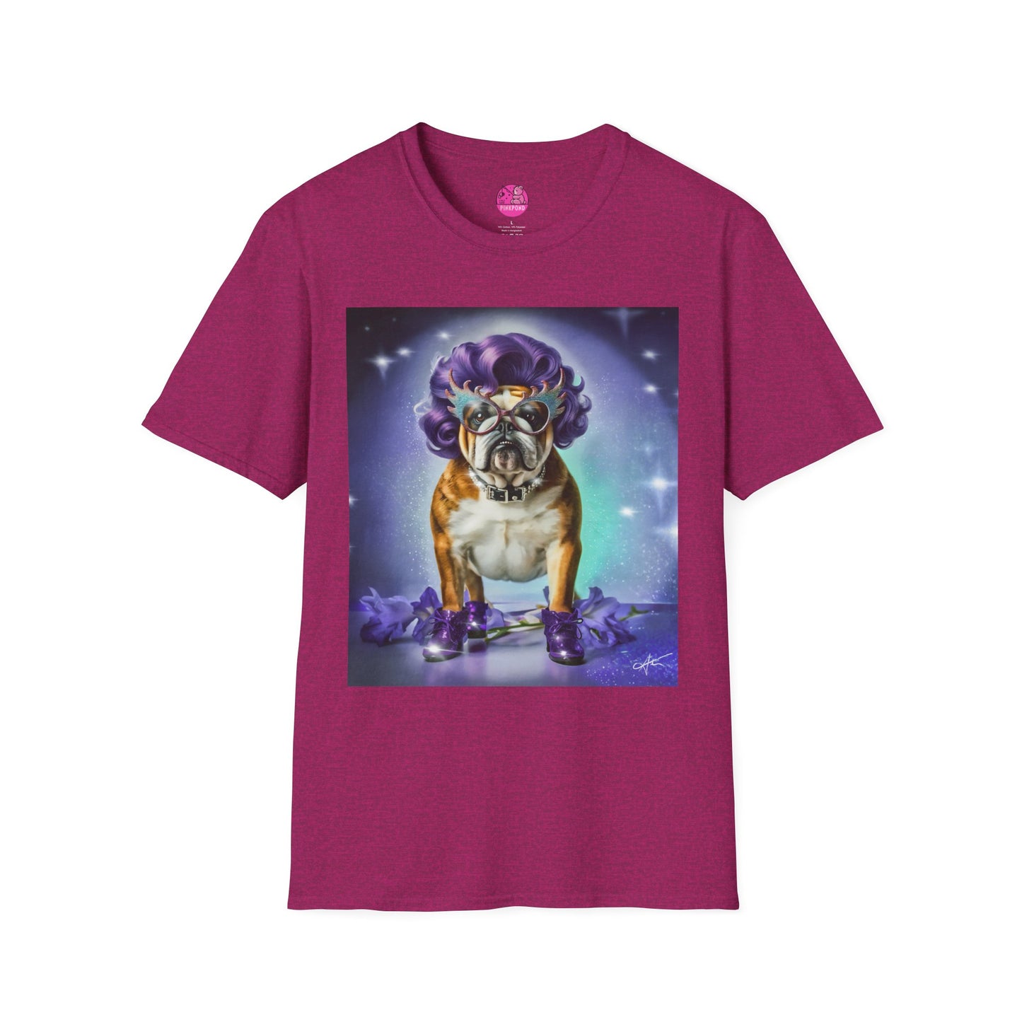 Dame Edna Bulldog T-Shirt - Fabulous & Fetching Unisex Softstyle Tee for Dog Lovers and Drag Fans