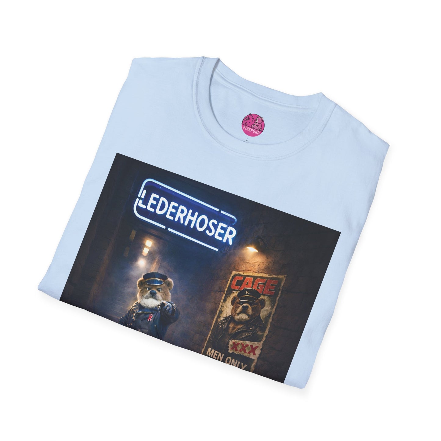 Oi, You Boy Leather Bear Graphic T-Shirt — PinkPond Character Illustration