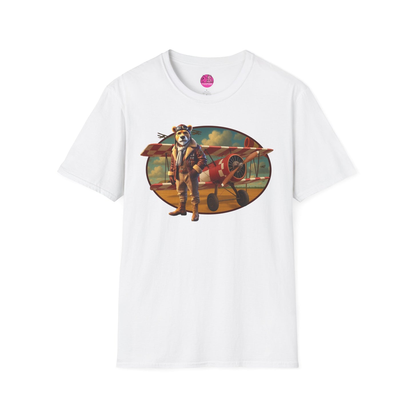 Aviator Bear Softstyle T-Shirt - PinkPond Tee