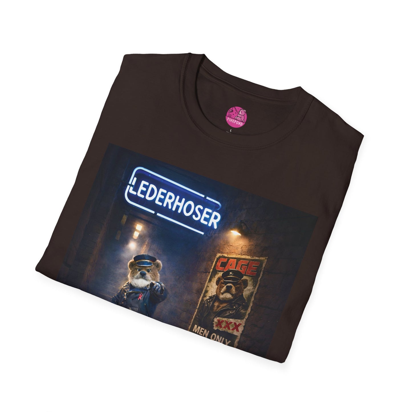 Oi, You Boy Leather Bear Graphic T-Shirt — PinkPond Character Illustration