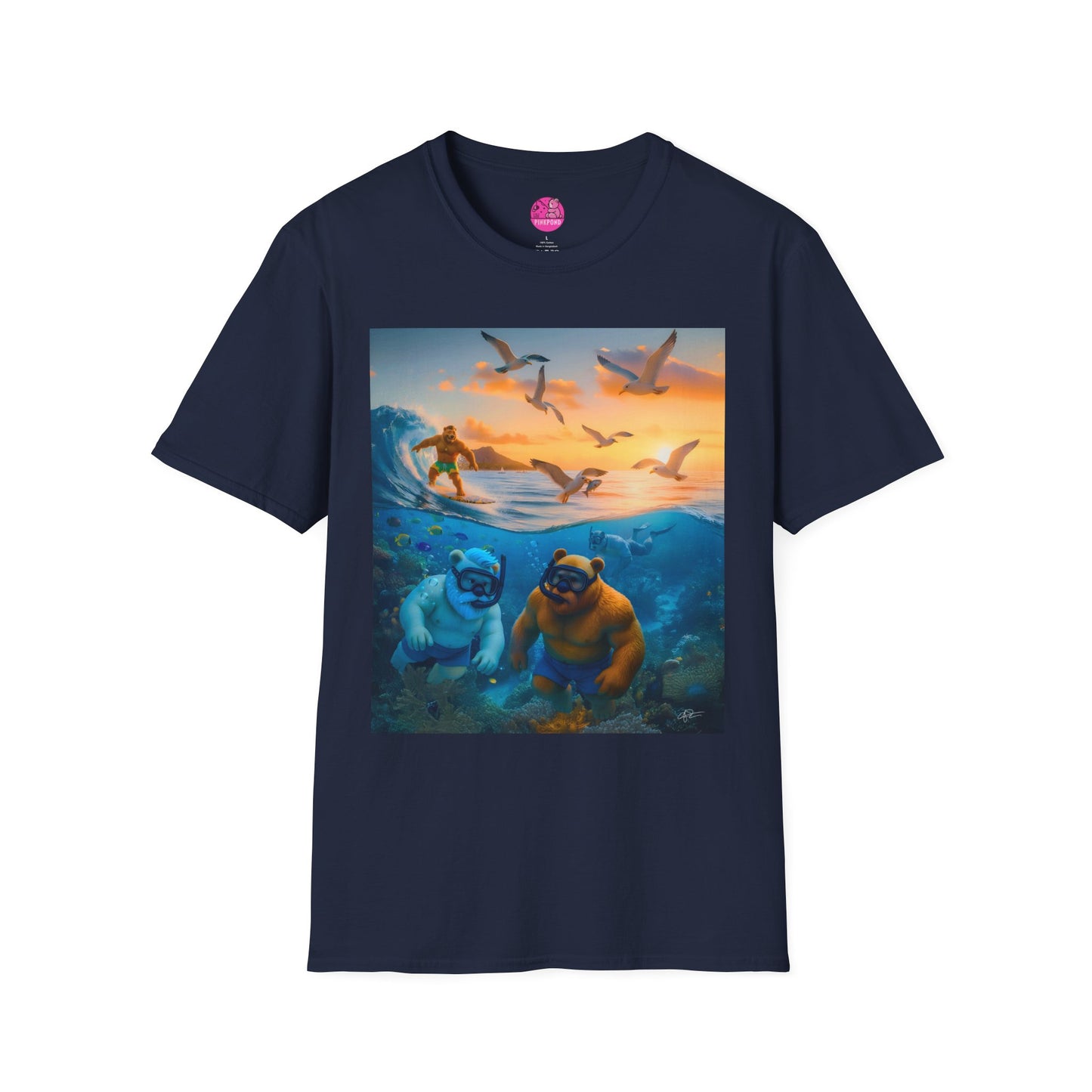The Great Bearier Reef T-Shirt — PinkPond Snorkeling Bears Sunset Surf Tee