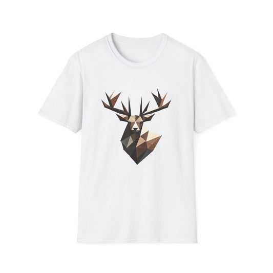 Abstract Geometric Deer Unisex Softstyle T-Shirt - Modern Nature Design