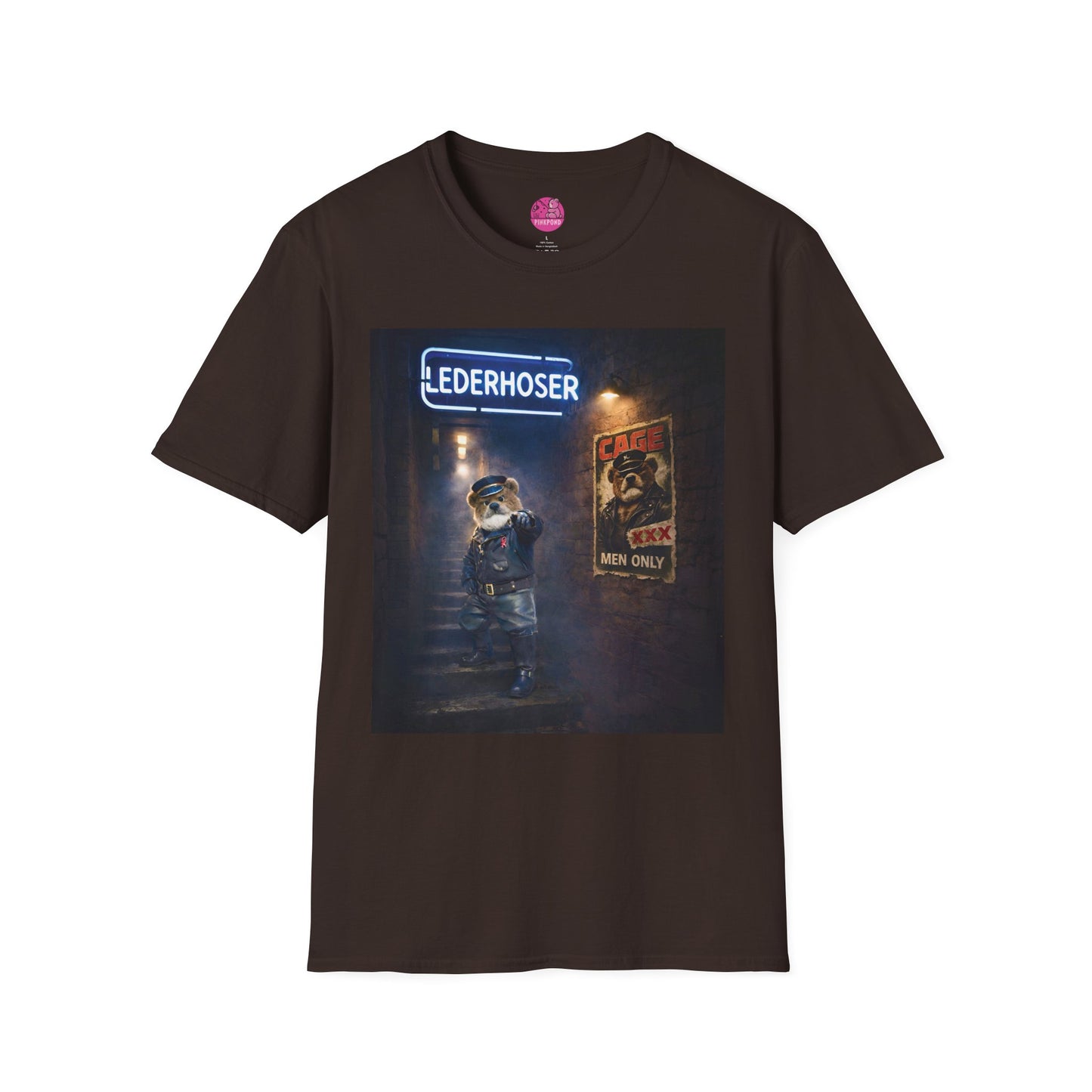 Oi, You Boy Leather Bear Graphic T-Shirt — PinkPond Character Illustration
