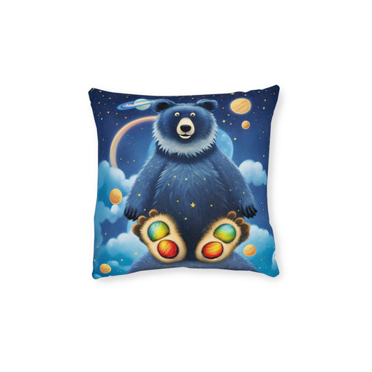 Square Pillow Cosmic Adventure Cushion - Double-Sided Cosmic Bear and Rocket Bear Design