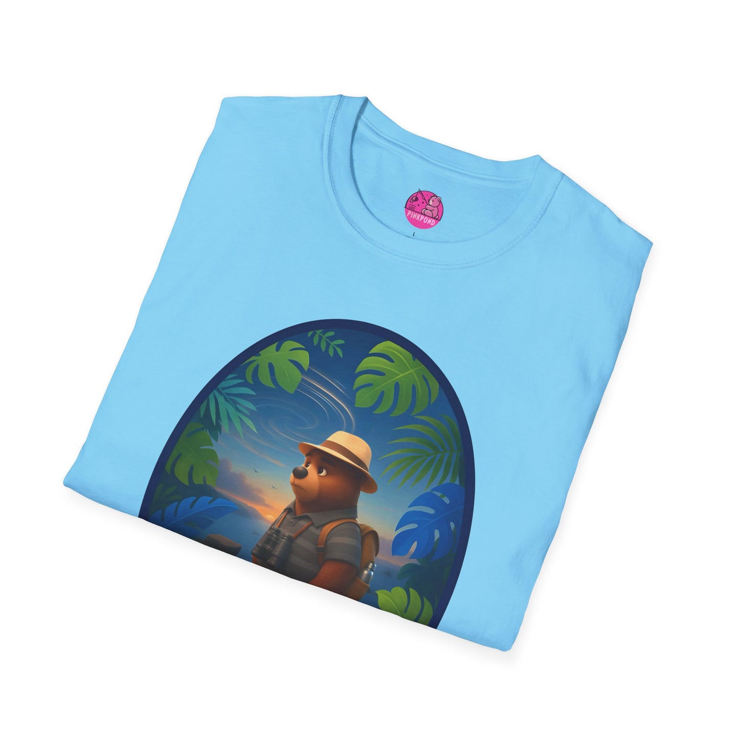 Adventure Bear T-Shirt - Explorer PinkPond Series Tee for Nature Lovers and Travel Dreamers