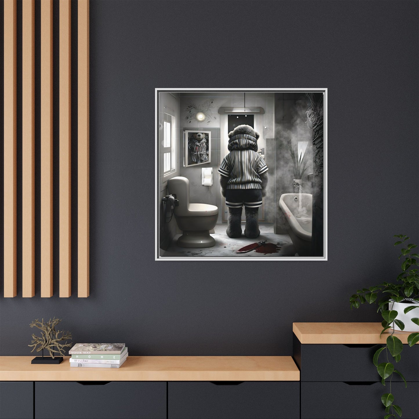 Canvas Art Print - The Untimely Demise of Benjamin Bear by Andrew McCarter, Dark Surreal Artwork