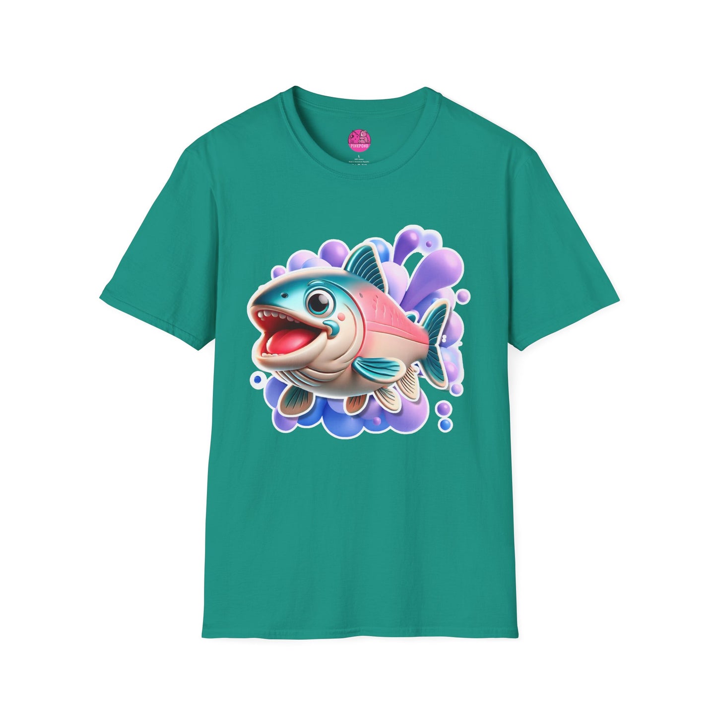 Alex Salmon Softstyle T-Shirt - Bright and Playful Fish Design for Ocean Lovers and Art Fans 🌊🐟