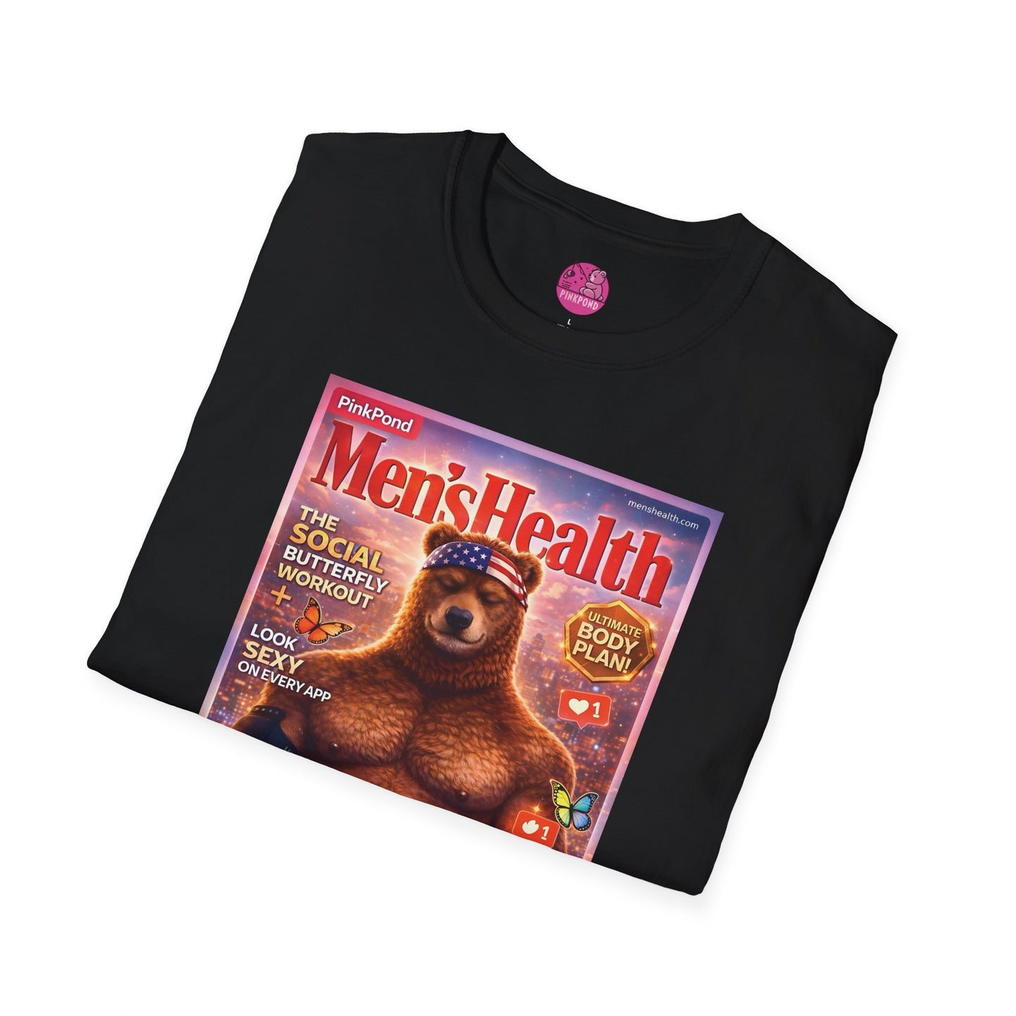 Men’s Health Bear T-Shirt — PinkPond Swiping Bear Graphic Tee