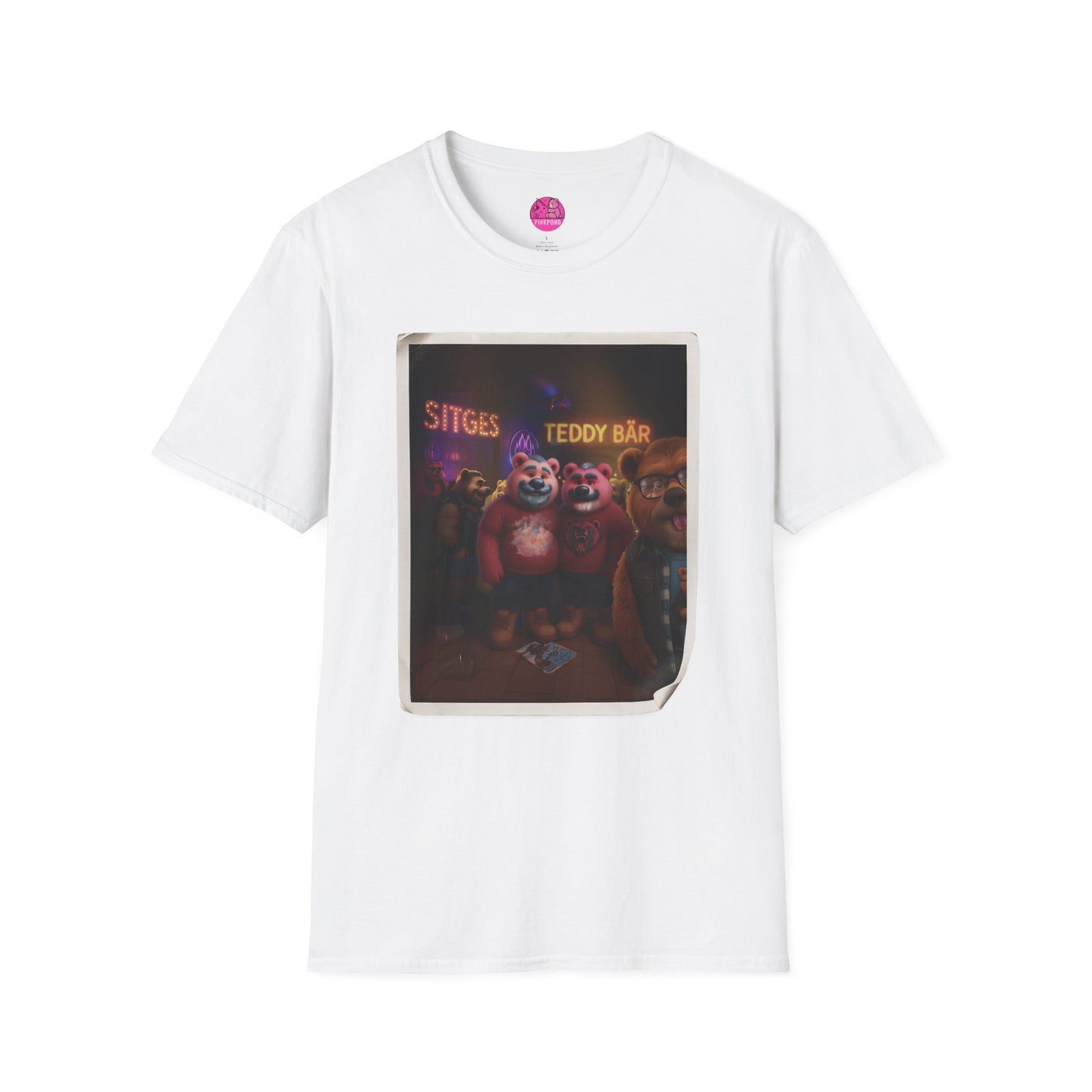 Photo Bomber Bear Unisex T-Shirt by Andrew McCarter for PinkPond