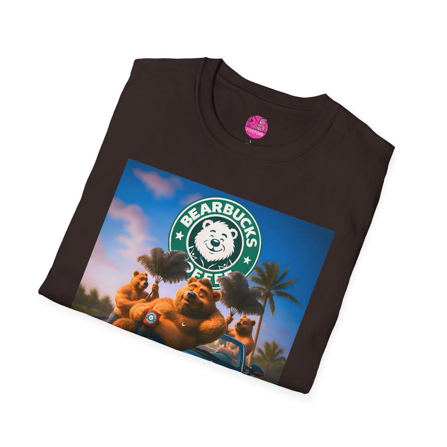 Bearbucks “Enjoy It Everywhere” Tee — Coffee-Loving Bear Convertible Graphic T-Shirt