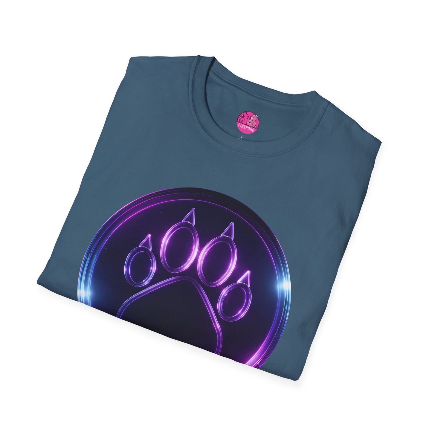 Neon Paw Power T-Shirt - Retro-Futuristic Animal Lover Tee