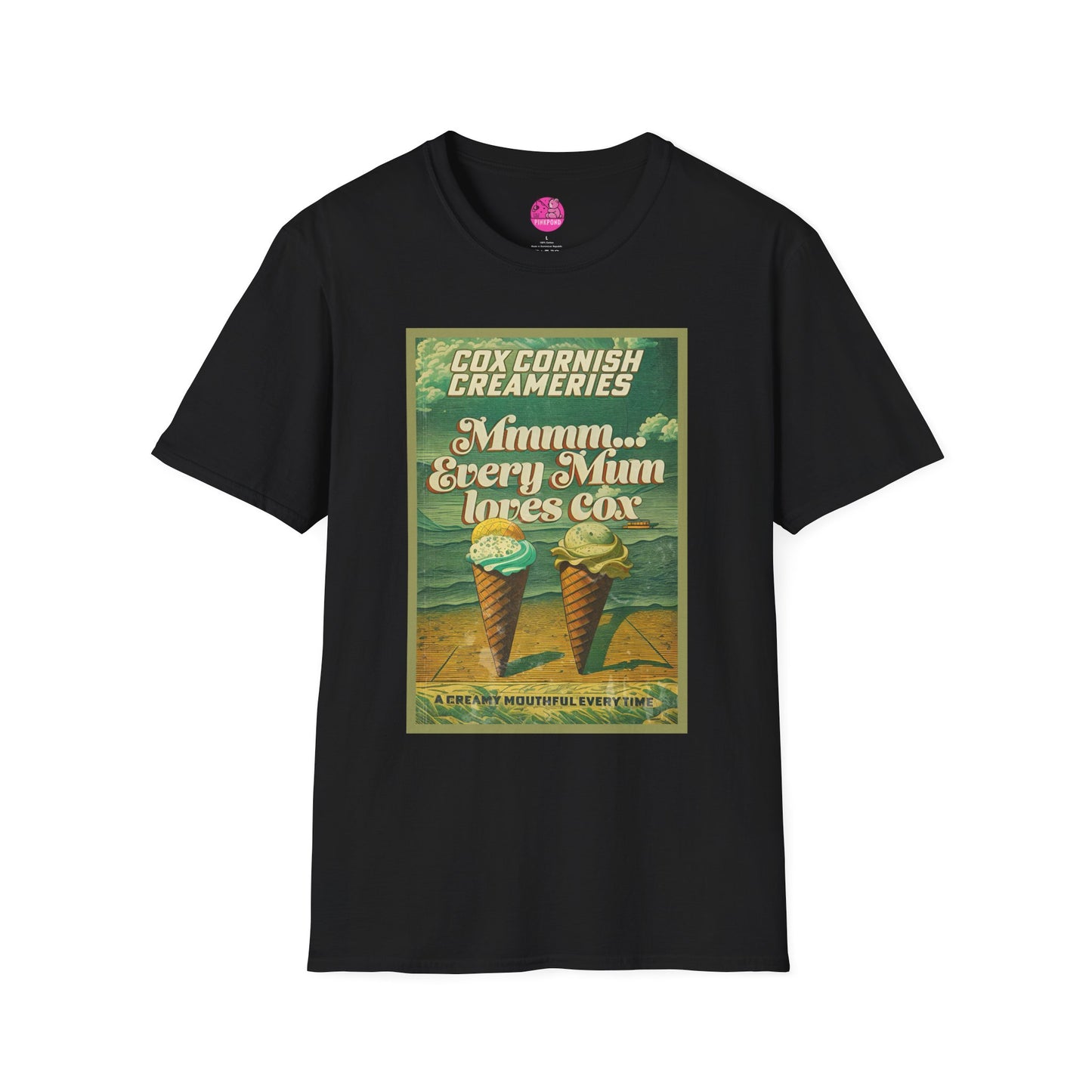 Saucy Vintage Ice Cream T-Shirt - Cox Cornish Creameries Design