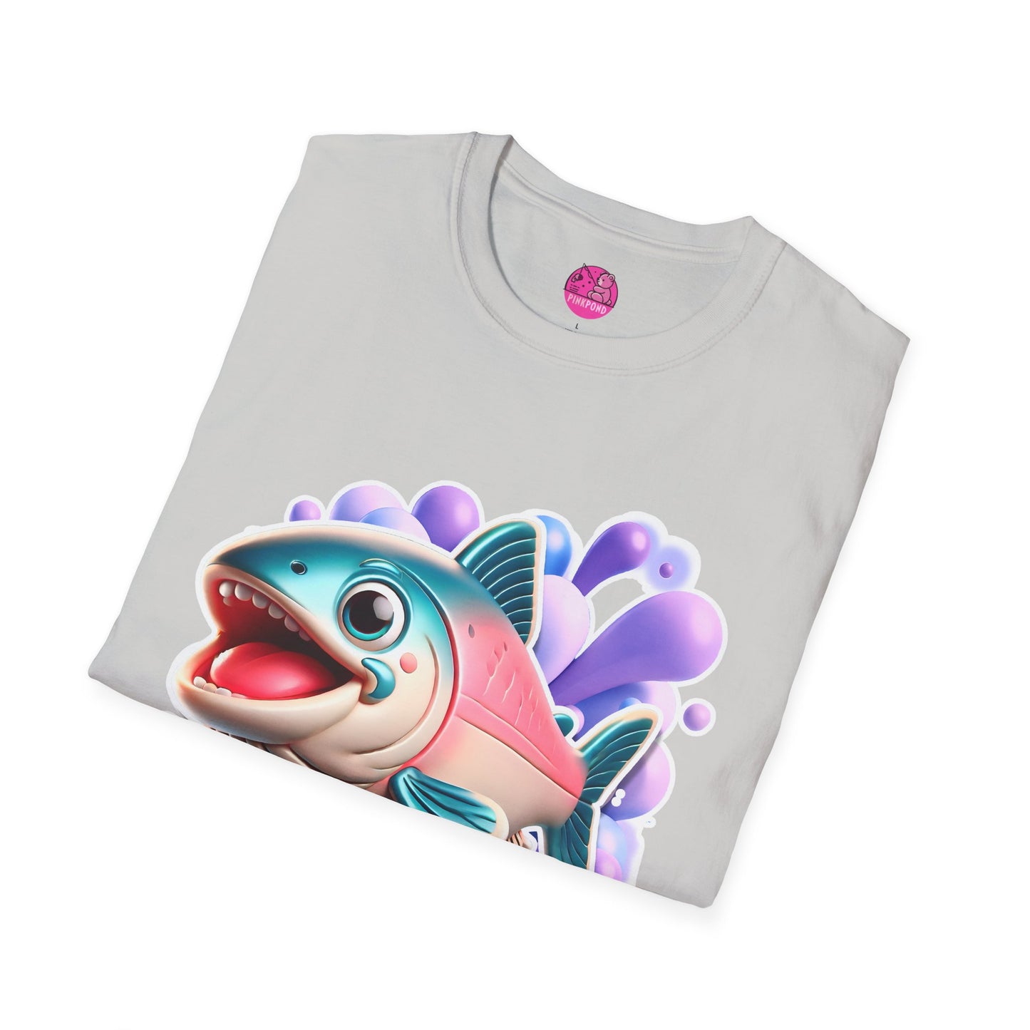 Alex Salmon Softstyle T-Shirt - Bright and Playful Fish Design for Ocean Lovers and Art Fans 🌊🐟