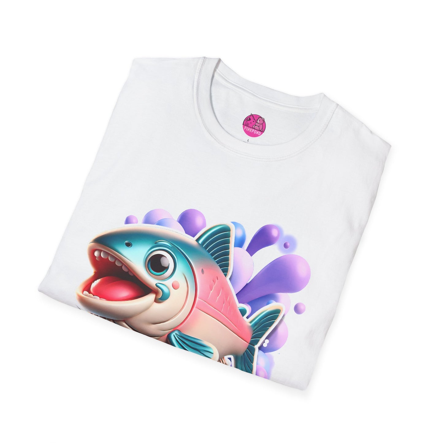 Alex Salmon Softstyle T-Shirt - Bright and Playful Fish Design for Ocean Lovers and Art Fans 🌊🐟