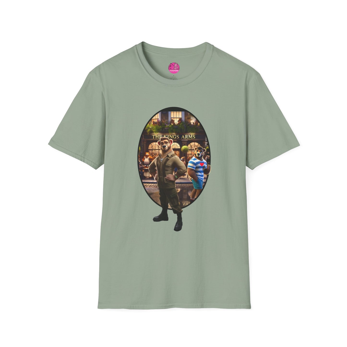 Retro Bear Scene T-Shirt - Fly-by Cruise at the Kings Arms