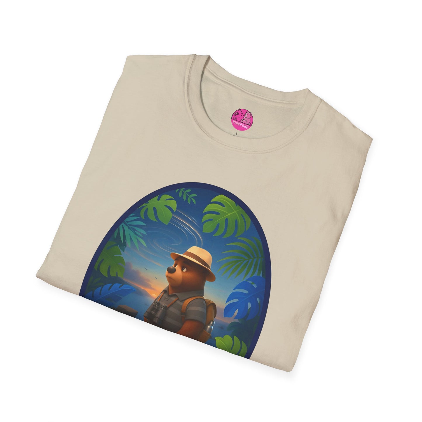 Adventure Bear T-Shirt - Explorer PinkPond Series Tee for Nature Lovers and Travel Dreamers