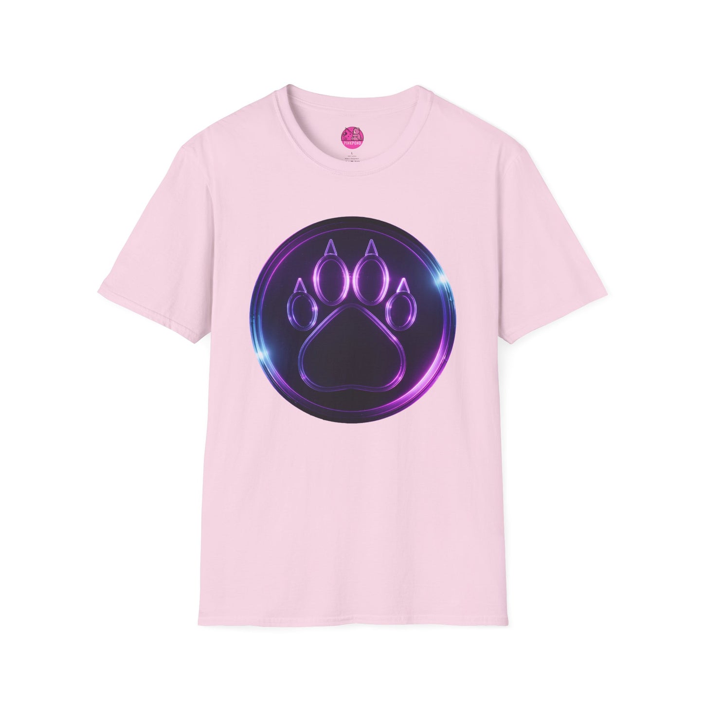 Neon Paw Power T-Shirt - Retro-Futuristic Animal Lover Tee