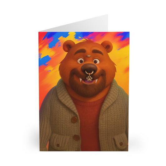 Bear Greeting Cards (5 Pack) - 'Jason - You've Got That Glow' Rainbow Brushstrokes Design