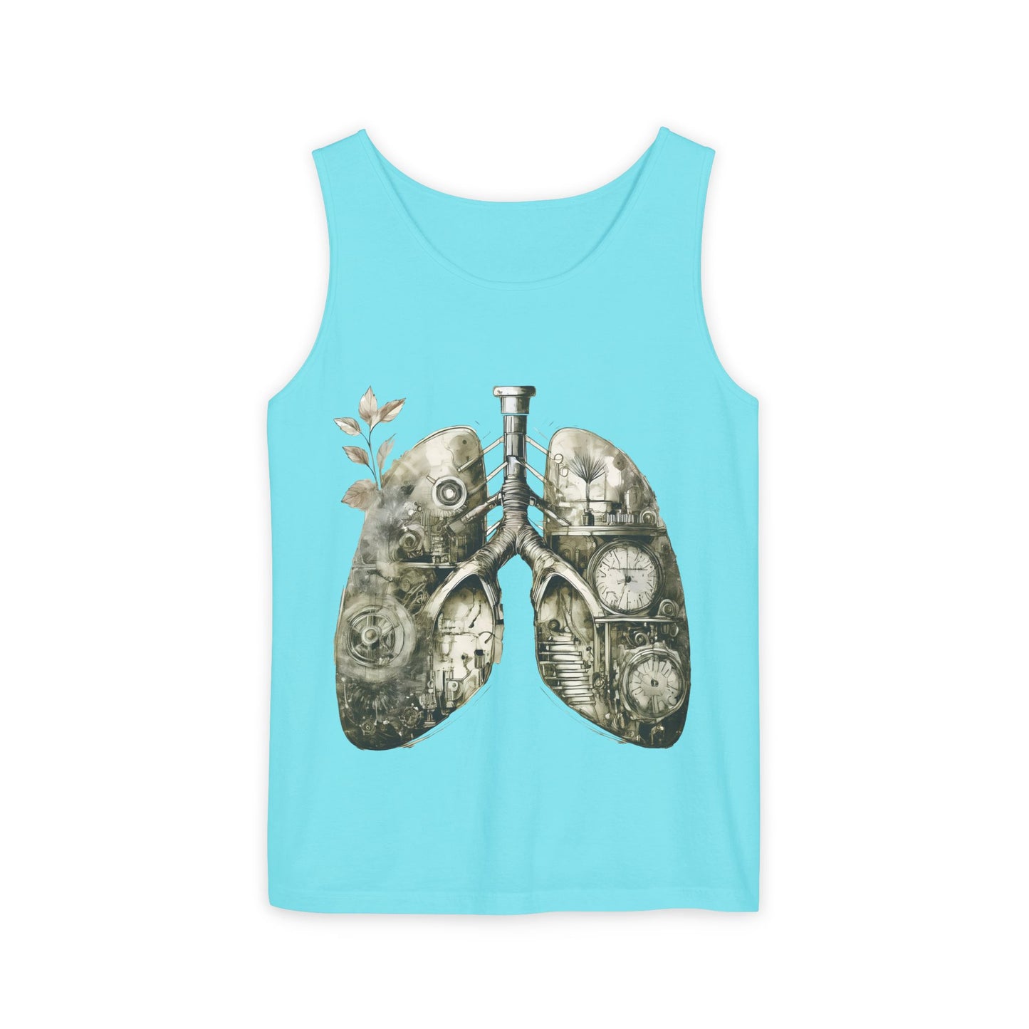 Copy of Clockwork Lungs Unisex Tank Top - Breathe In, Wind Up Design