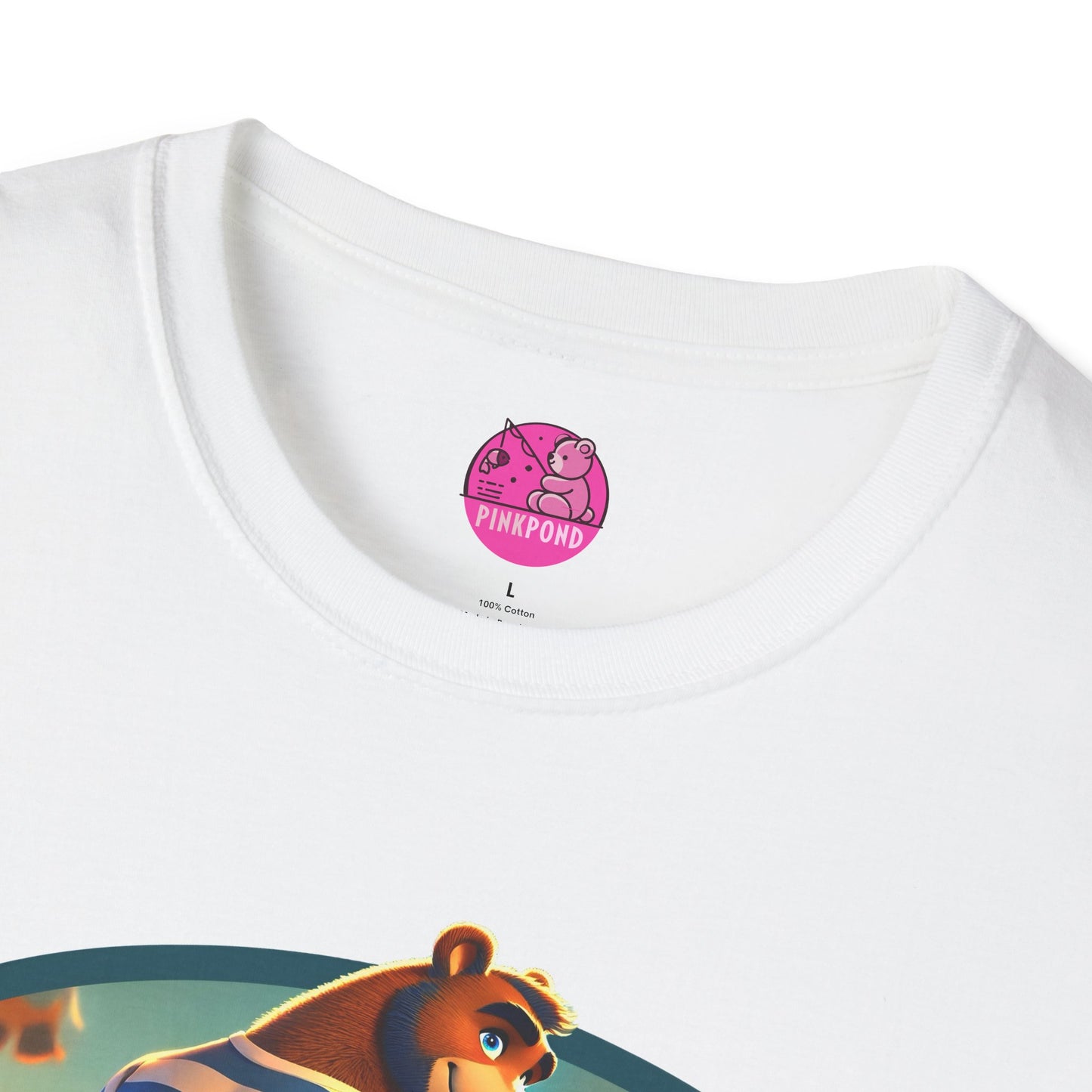 Beach Bear Bliss Softstyle T-Shirt - PinkPond Exclusive Vintage Design