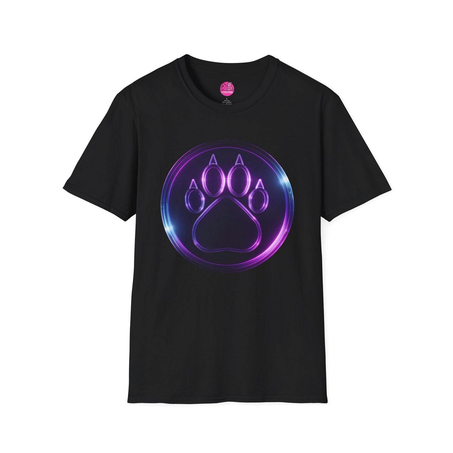 Neon Paw Power T-Shirt - Retro-Futuristic Animal Lover Tee