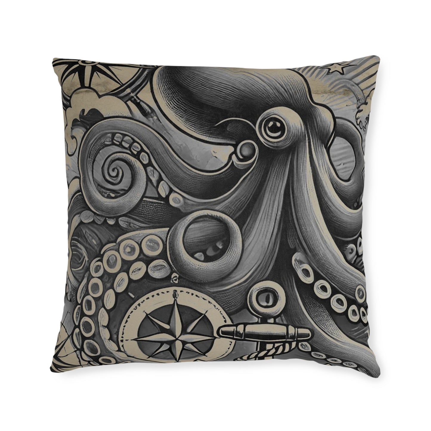 Square Pillow Kraken Reversible Cushion - PinkPond Home