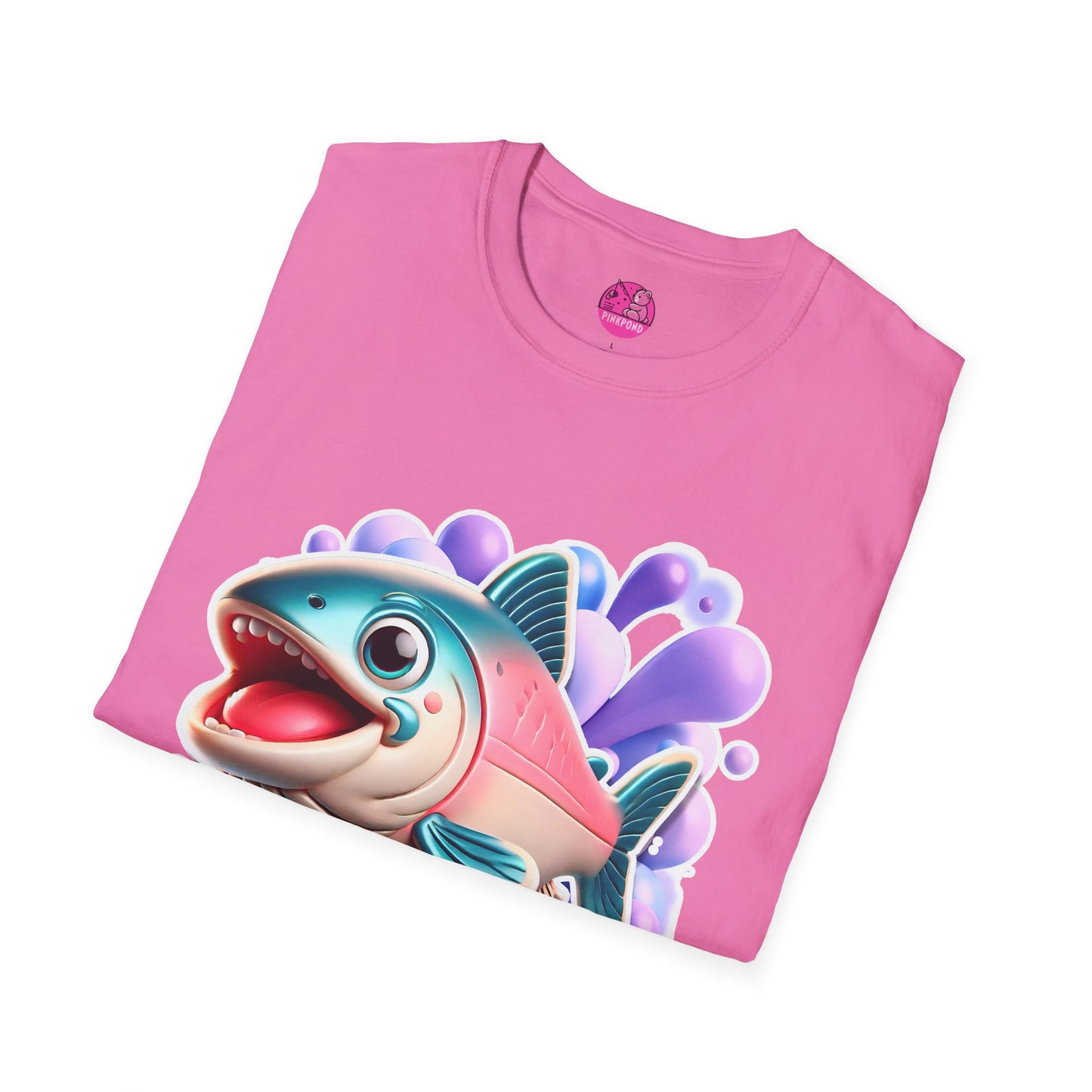 Alex Salmon Softstyle T-Shirt - Bright and Playful Fish Design for Ocean Lovers and Art Fans 🌊🐟