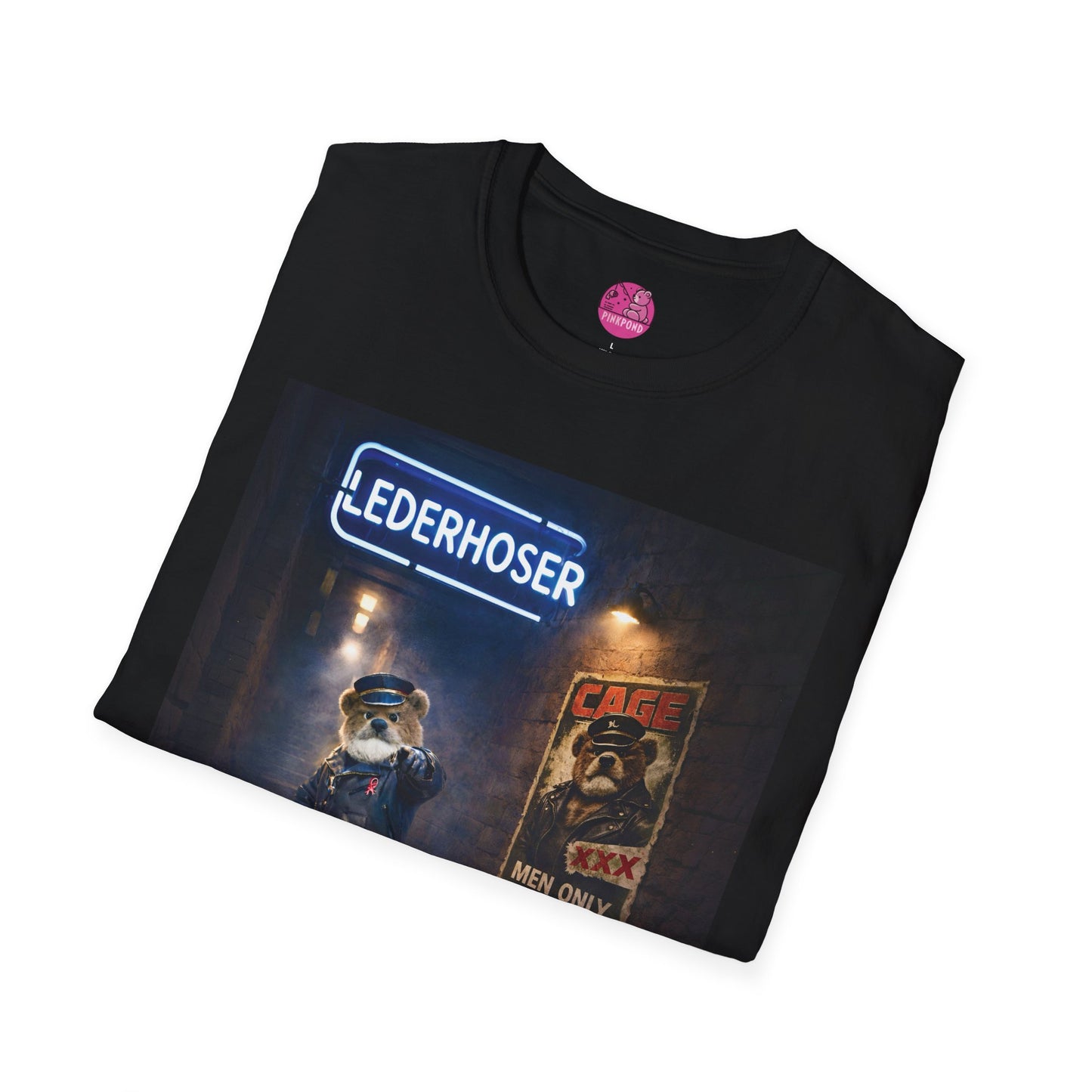 Oi, You Boy Leather Bear Graphic T-Shirt — PinkPond Character Illustration