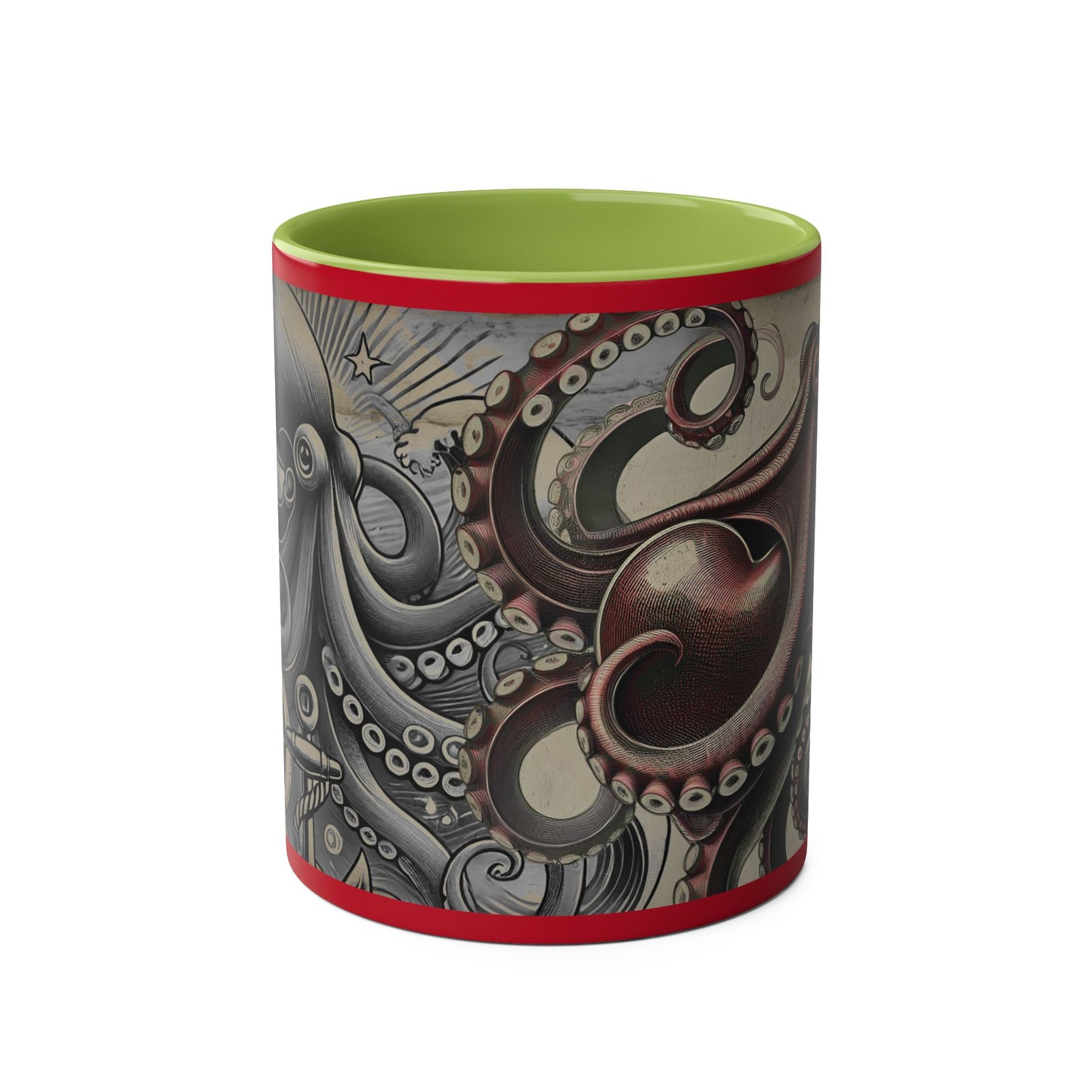 11oz Coffee Mug - PinkPond Nautical Octopus Design - Ocean Lover and Tattoo Enthusiast Gift