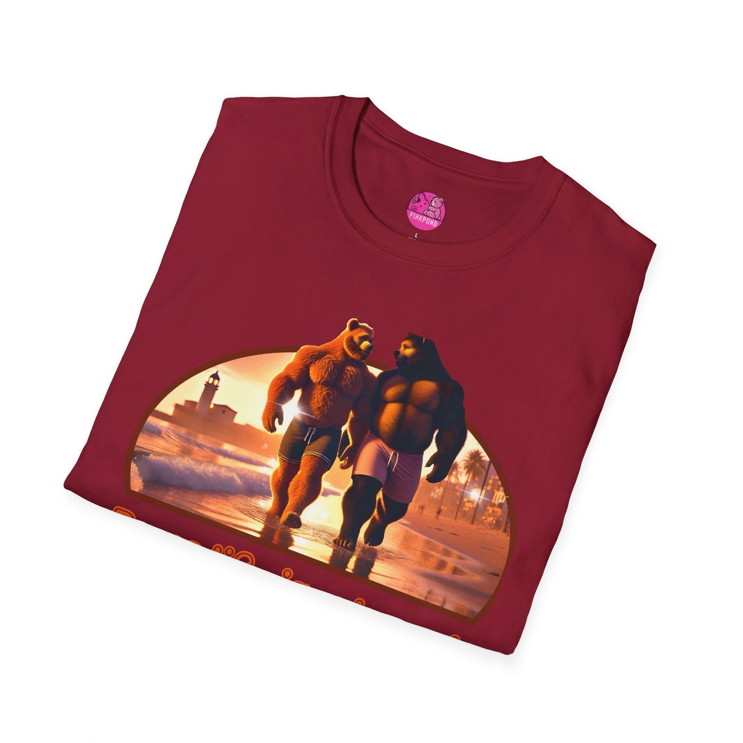Bear Life is a Beach Unisex T-Shirt - Pride Bear Sunset Design