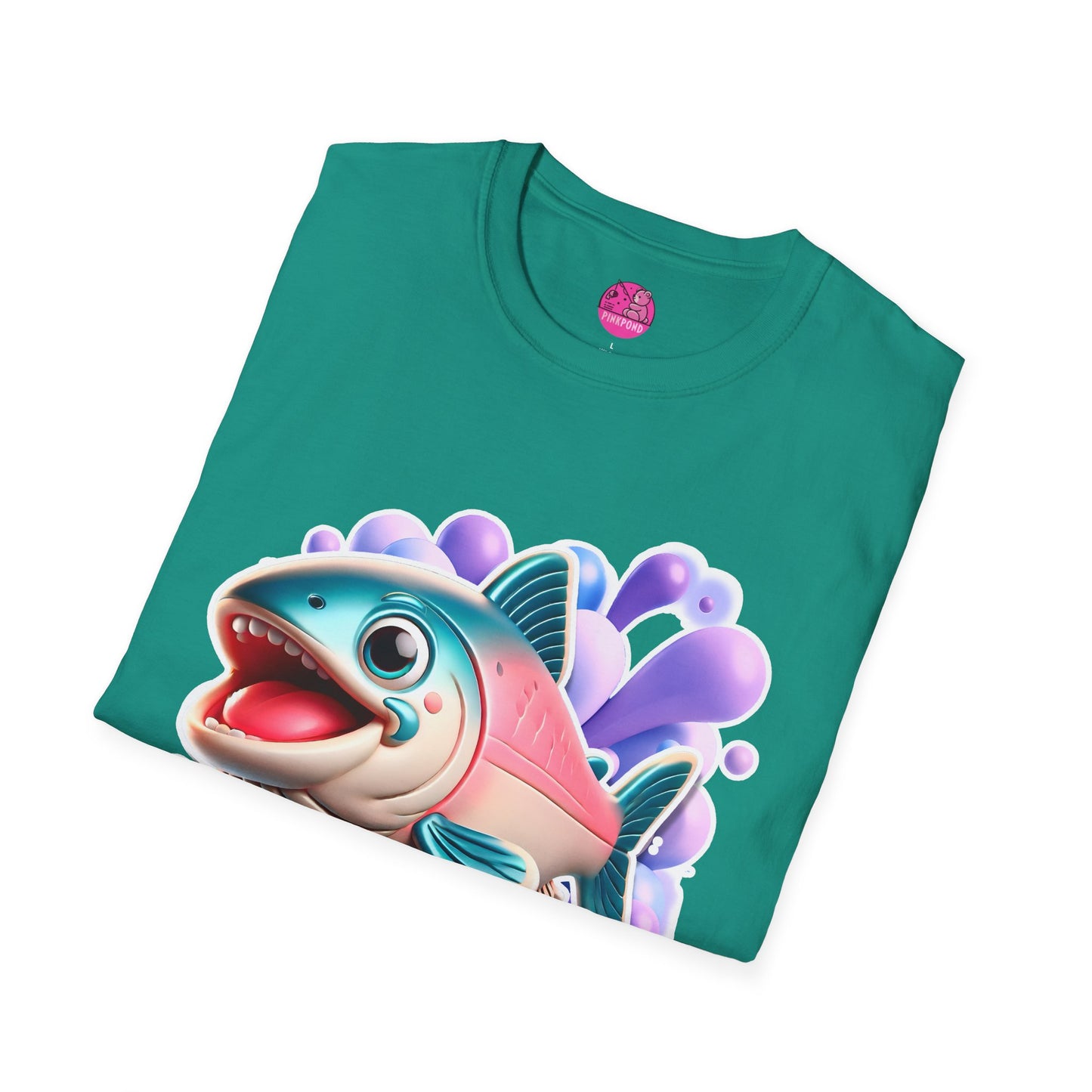 Alex Salmon Softstyle T-Shirt - Bright and Playful Fish Design for Ocean Lovers and Art Fans 🌊🐟