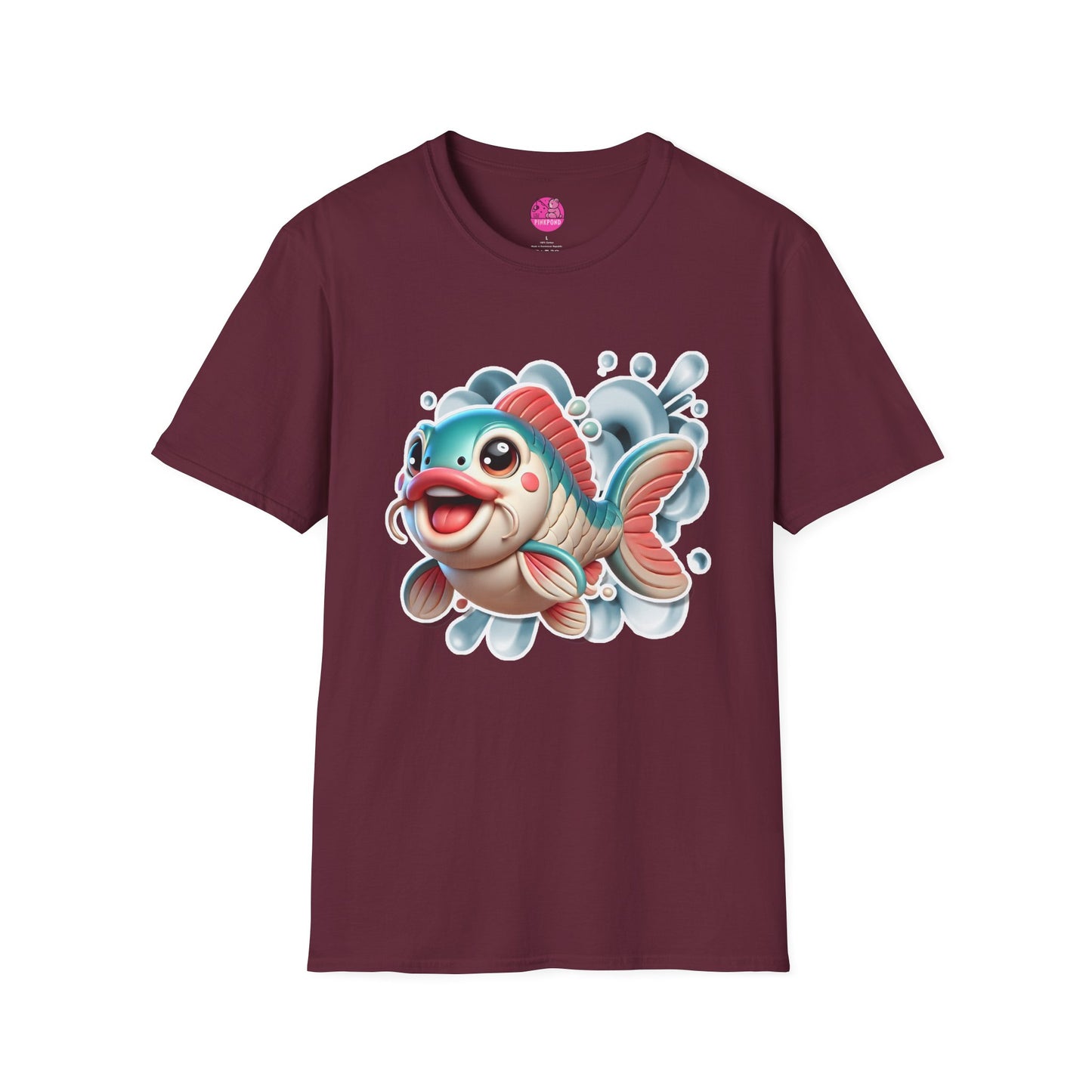 Carrie the Carp T-Shirt - a splash of fishy fun - Unisex Softstyle Tee with 3D Design