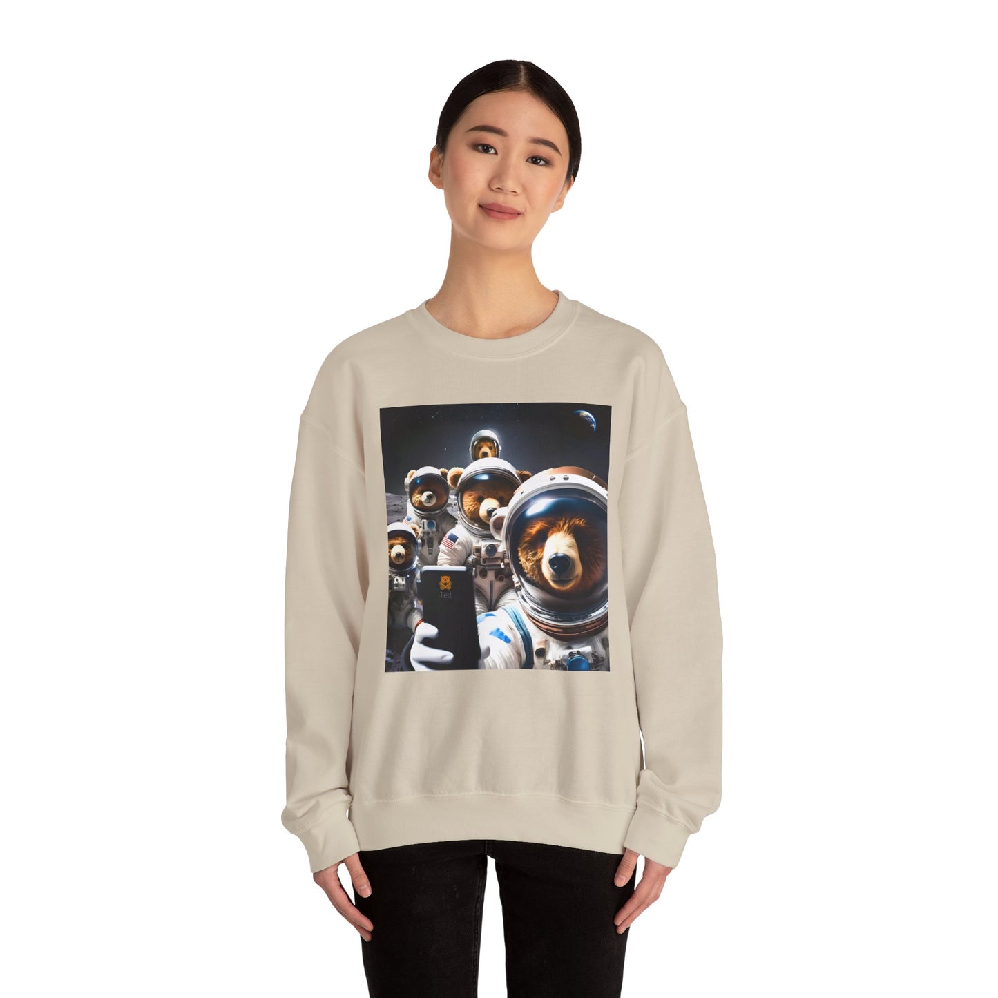 Space Bears Selfie Sweatshirt - Moon Bears Astronaut Selfies Crewneck