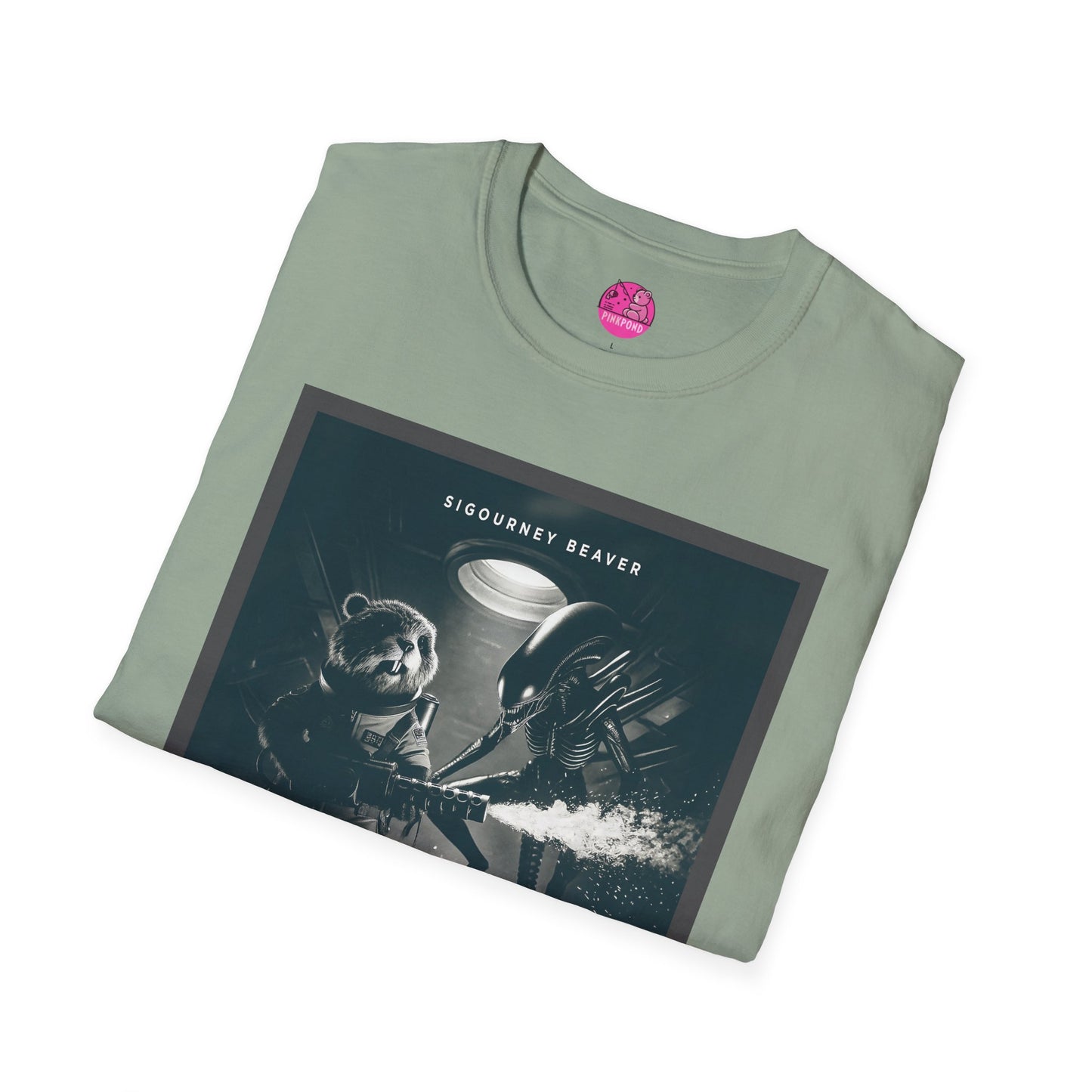 Retro Noir Alien Parody Sci-Fi T-Shirt Featuring Sigourney Beaver