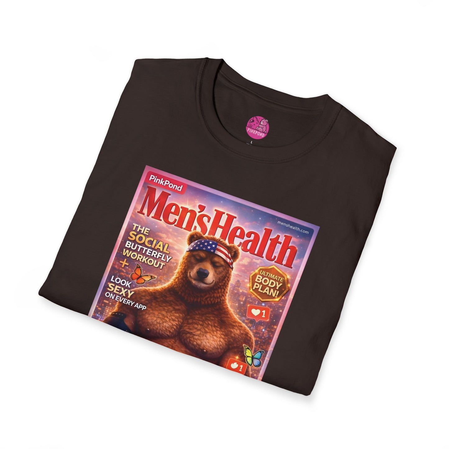 Men’s Health Bear T-Shirt — PinkPond Swiping Bear Graphic Tee