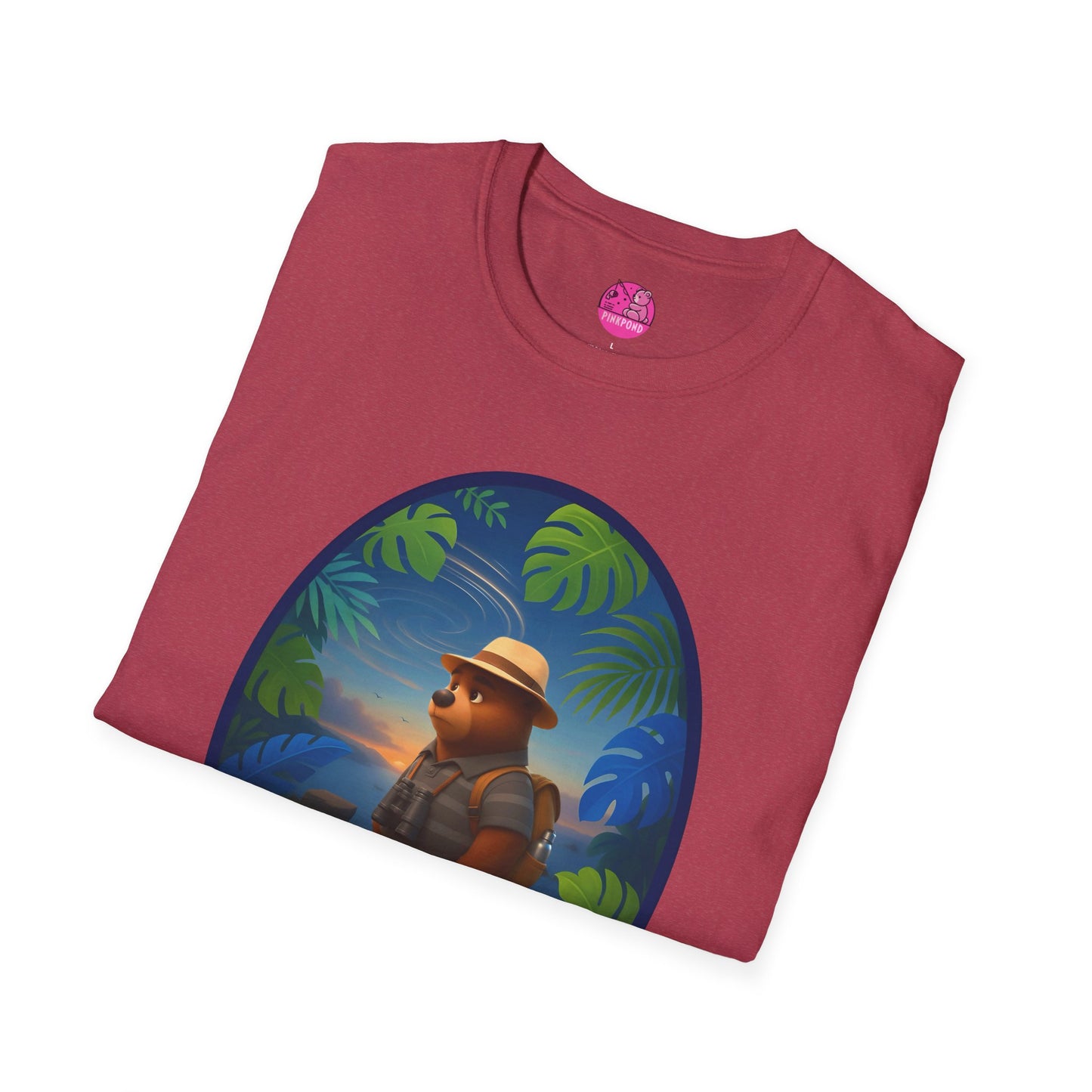 Adventure Bear T-Shirt - Explorer PinkPond Series Tee for Nature Lovers and Travel Dreamers