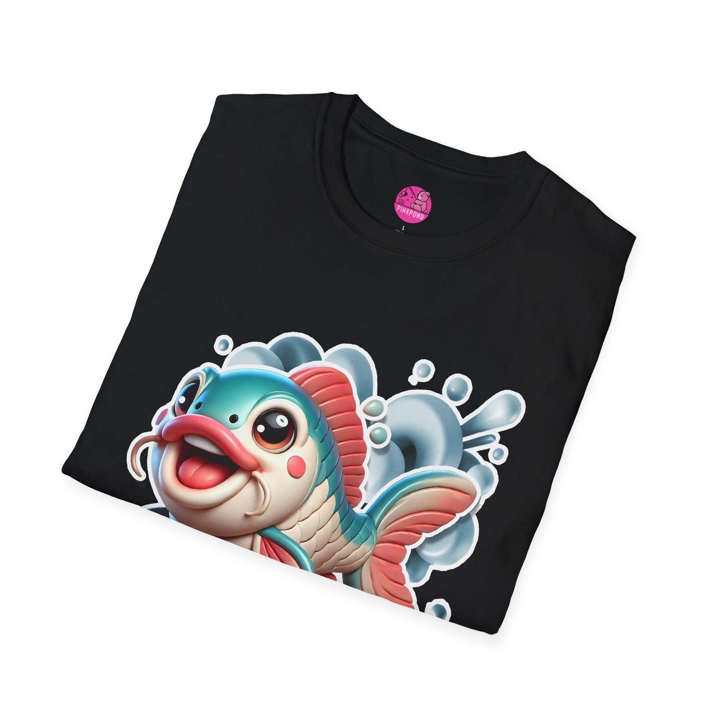 Carrie the Carp T-Shirt - a splash of fishy fun - Unisex Softstyle Tee with 3D Design