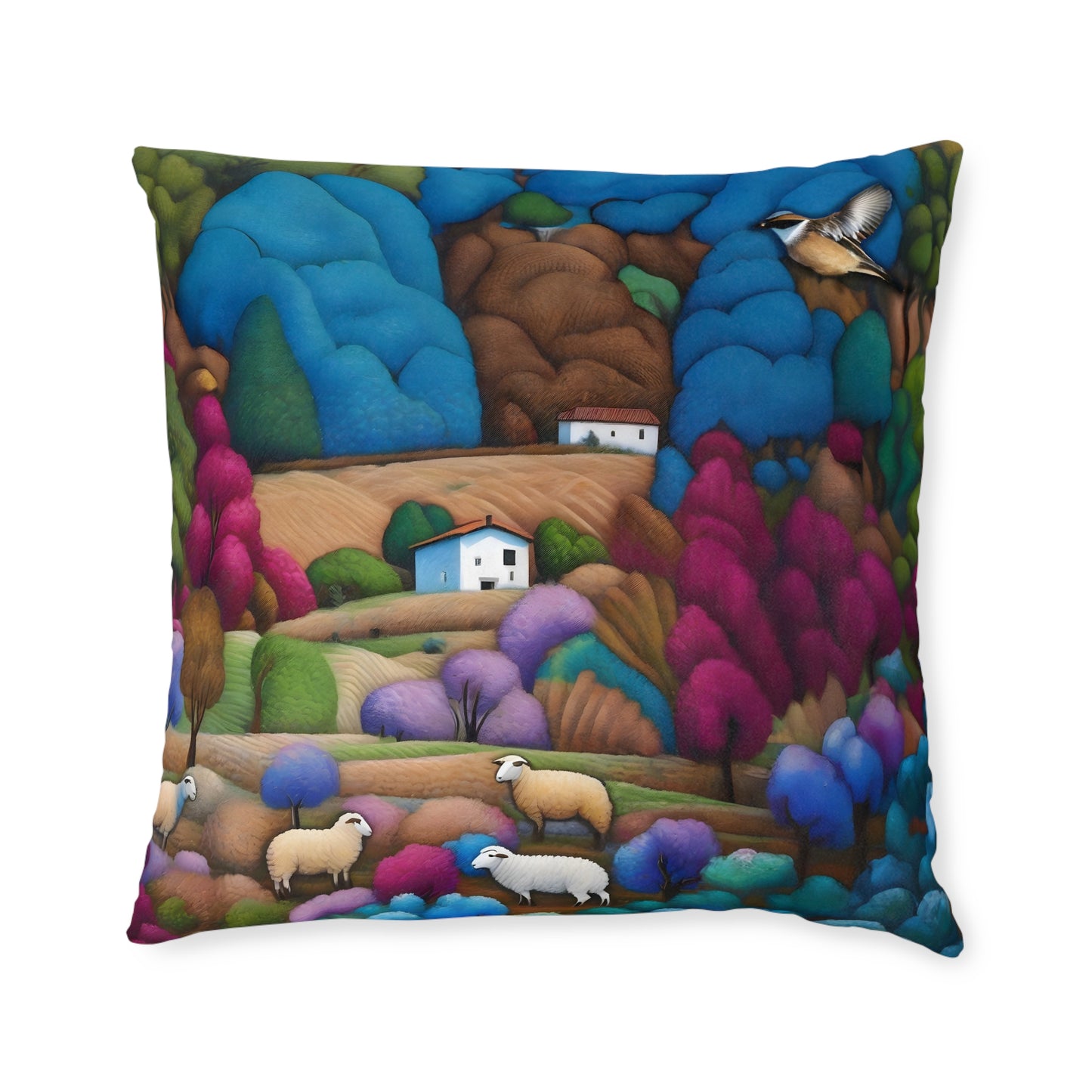Square Pillow - Pastoral Hills Cushion PinkPond Home Decorative Throw Pillow