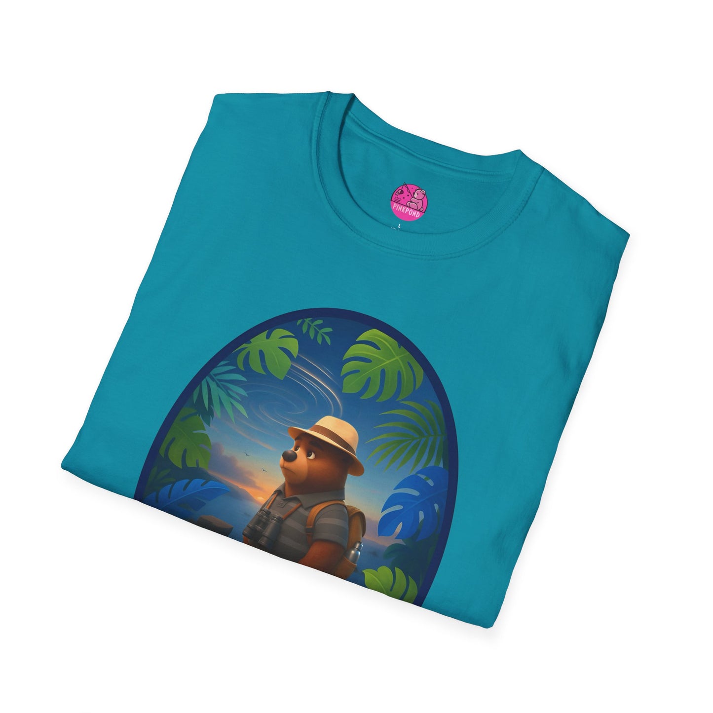 Adventure Bear T-Shirt - Explorer PinkPond Series Tee for Nature Lovers and Travel Dreamers