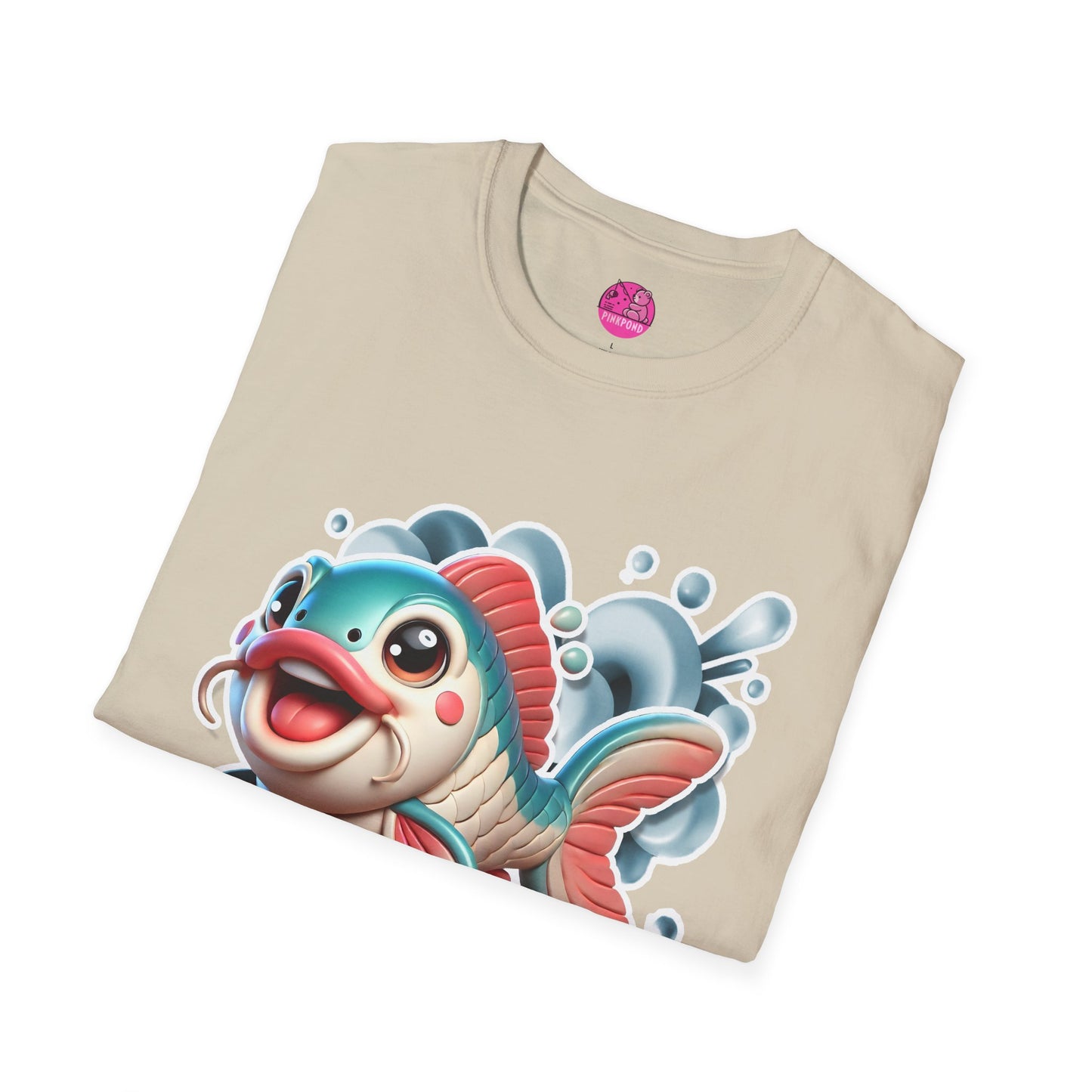 Carrie the Carp T-Shirt - a splash of fishy fun - Unisex Softstyle Tee with 3D Design