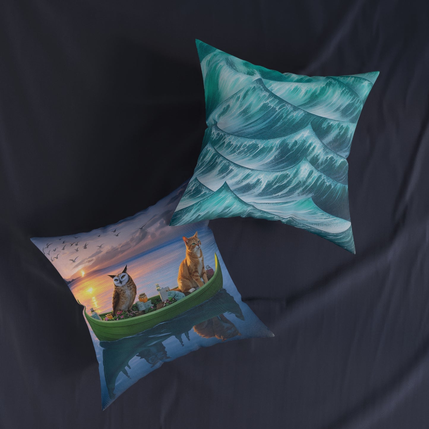 Square Pillow - Owl & The Pussycat PinkPond Cushion