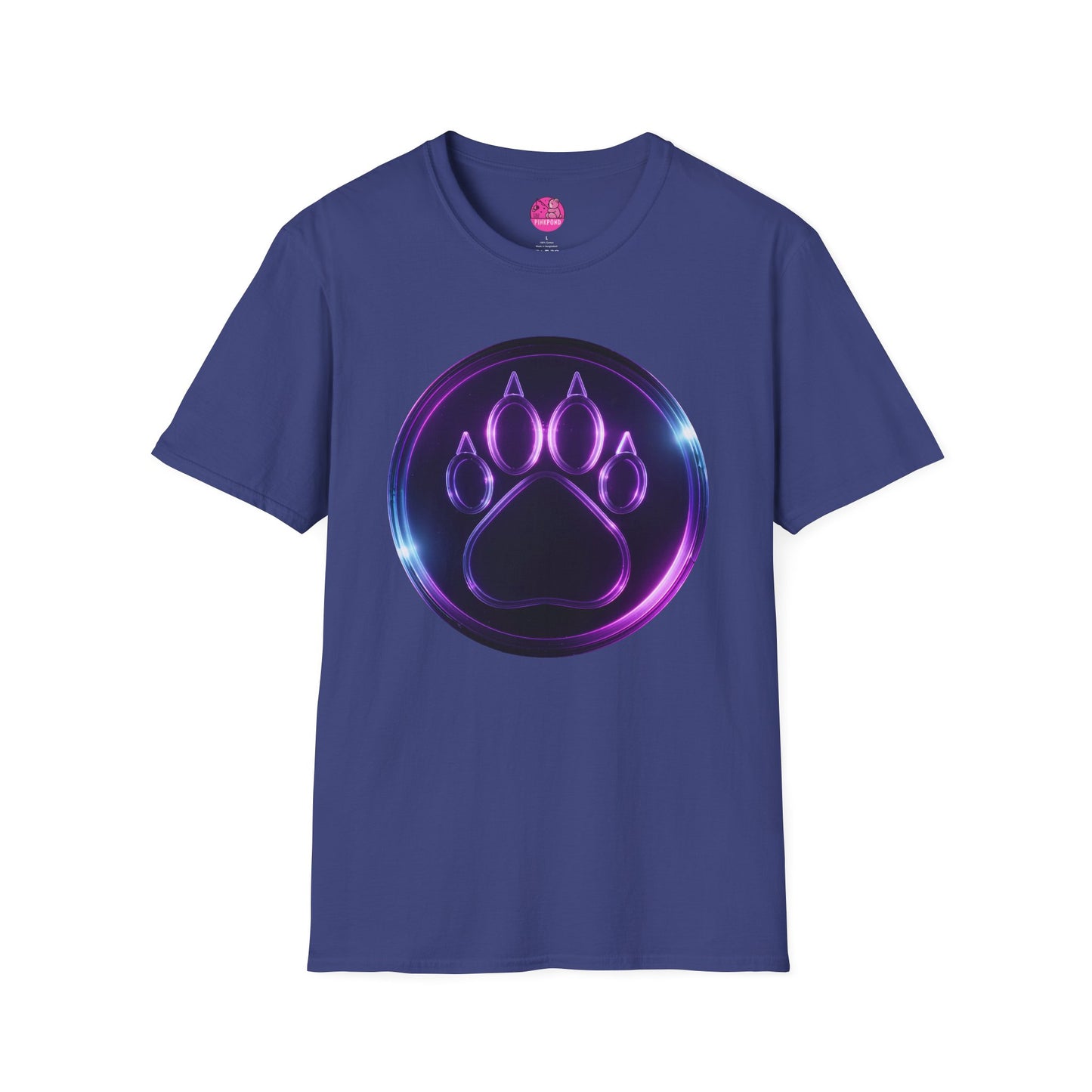 Neon Paw Power T-Shirt - Retro-Futuristic Animal Lover Tee