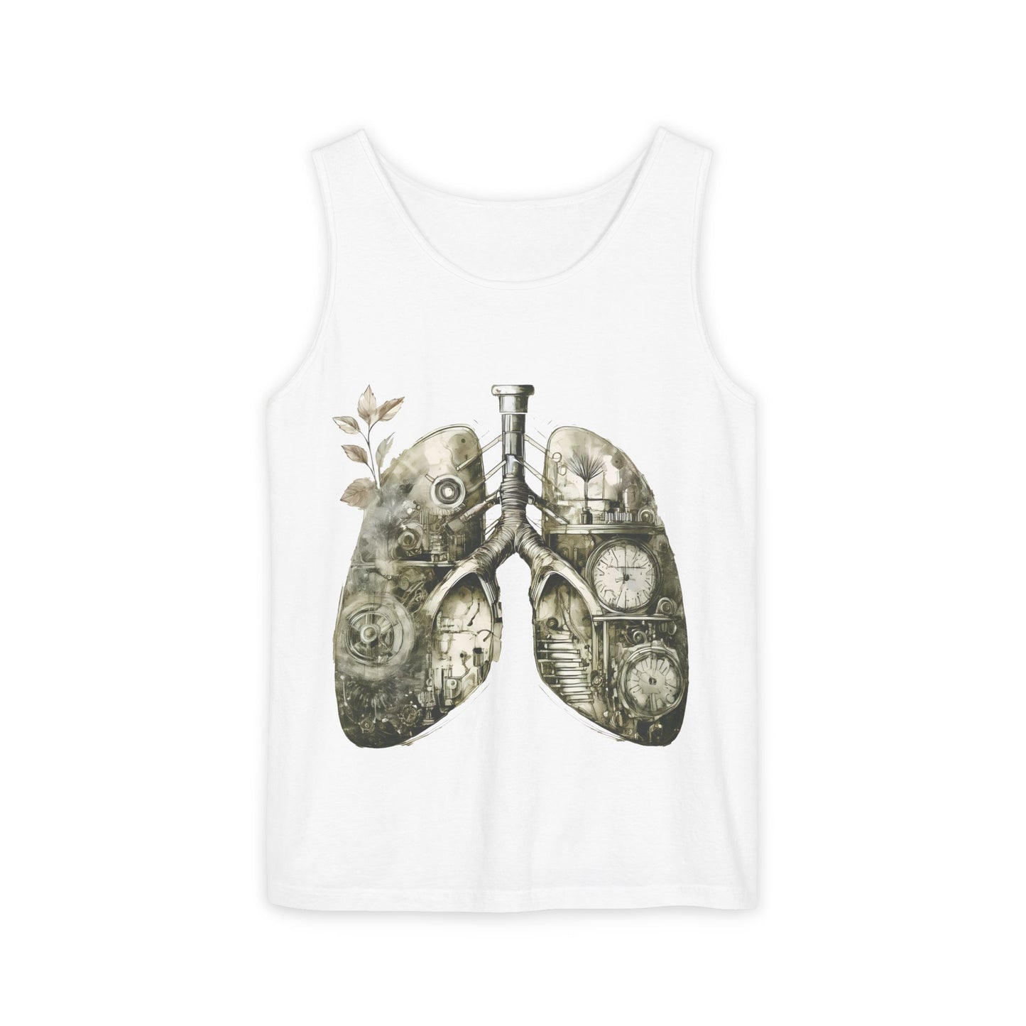 Copy of Clockwork Lungs Unisex Tank Top - Breathe In, Wind Up Design