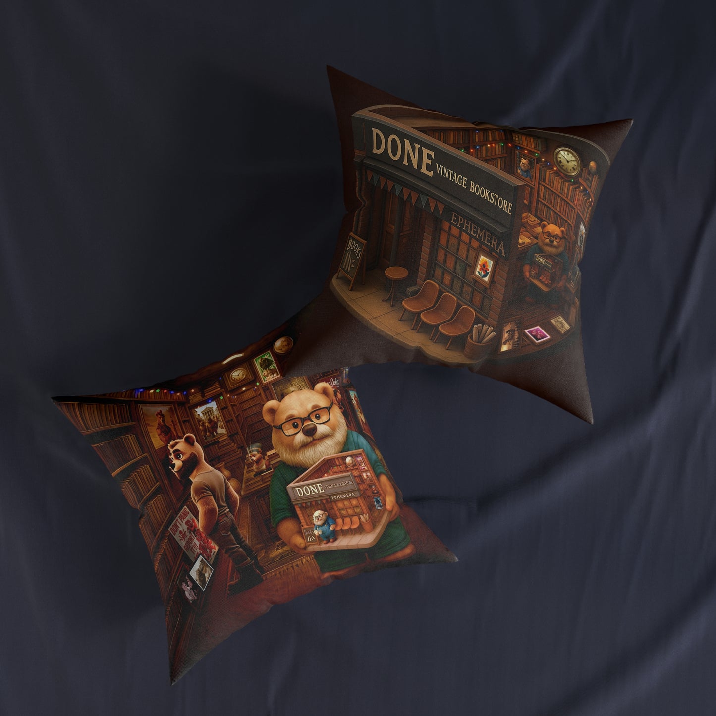 Square Pillow Magic Bookstore Cushion
