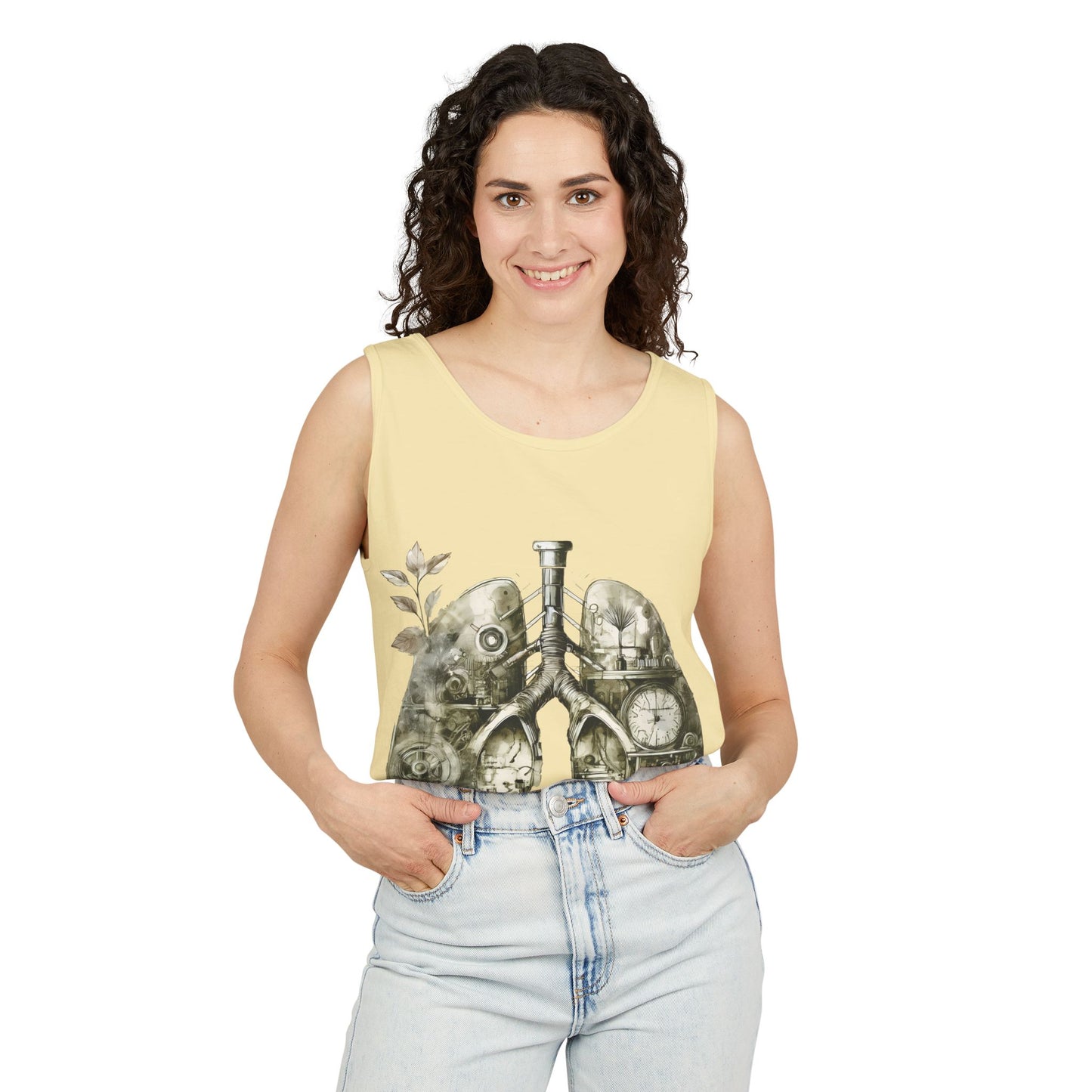 Copy of Clockwork Lungs Unisex Tank Top - Breathe In, Wind Up Design