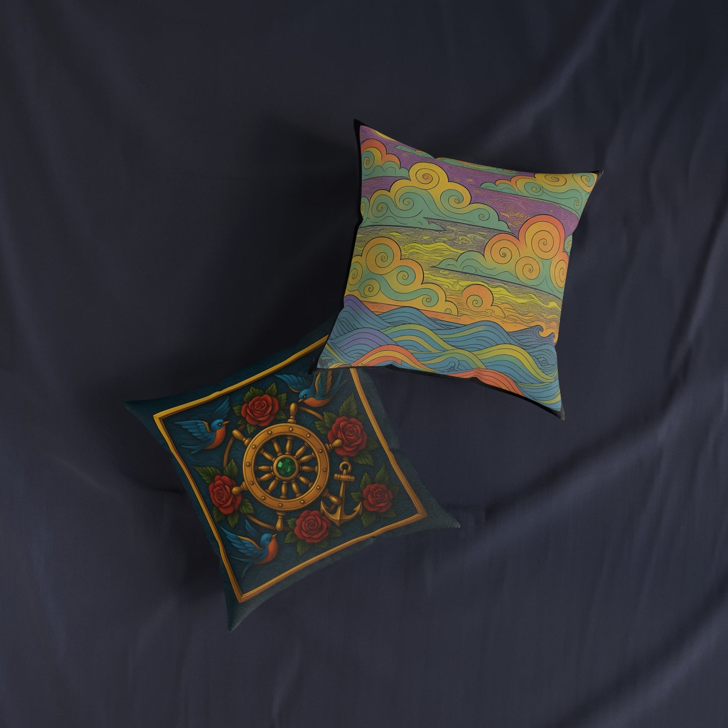 Square Pillow - The Sailor’s Sunset Reversible Cushion
