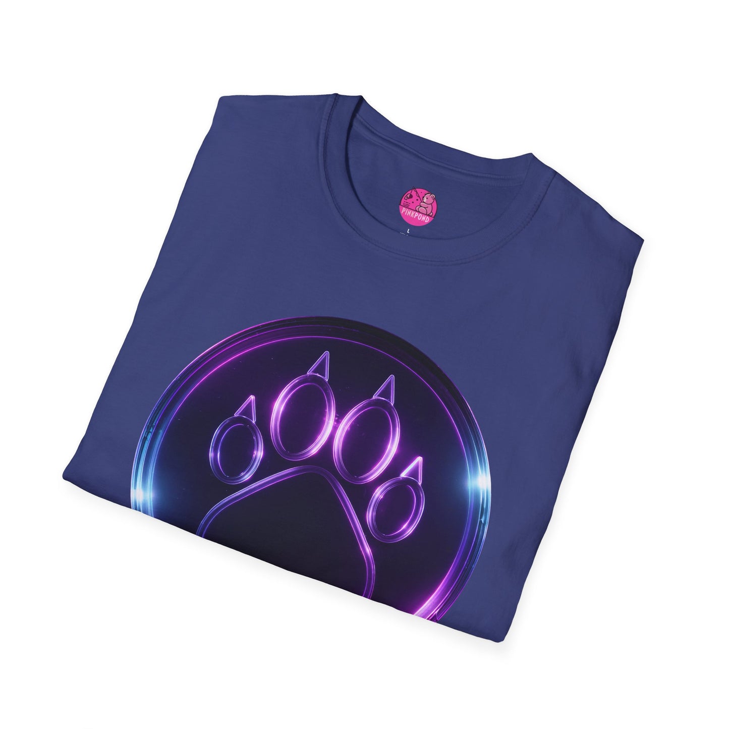 Neon Paw Power T-Shirt - Retro-Futuristic Animal Lover Tee