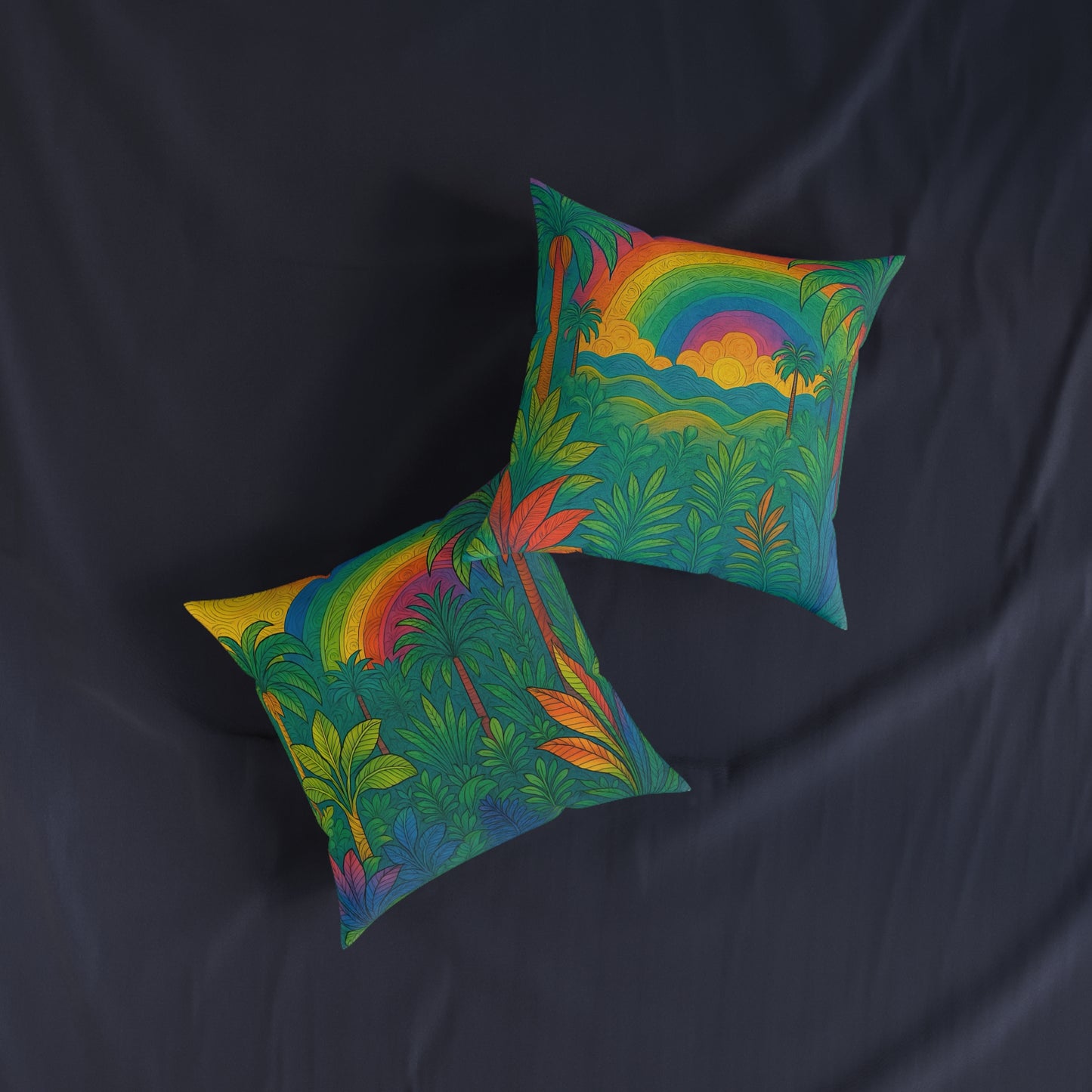 Square Pillow - PinkPond Cushion Rainbow Jungle 12x12