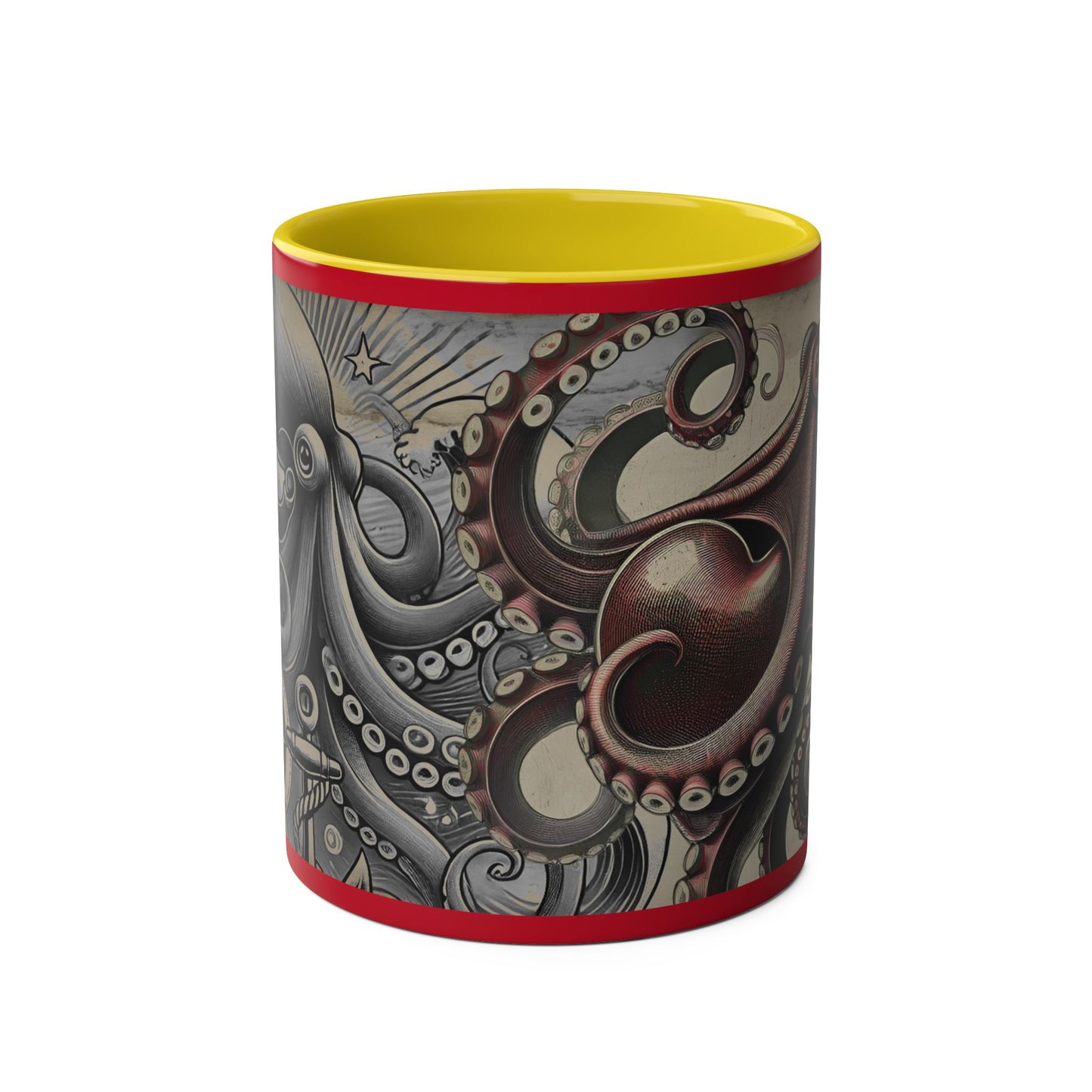11oz Coffee Mug - PinkPond Nautical Octopus Design - Ocean Lover and Tattoo Enthusiast Gift